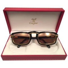 New Cartier Vertigo Gold and Black 52MM Sunglasses France, 1991