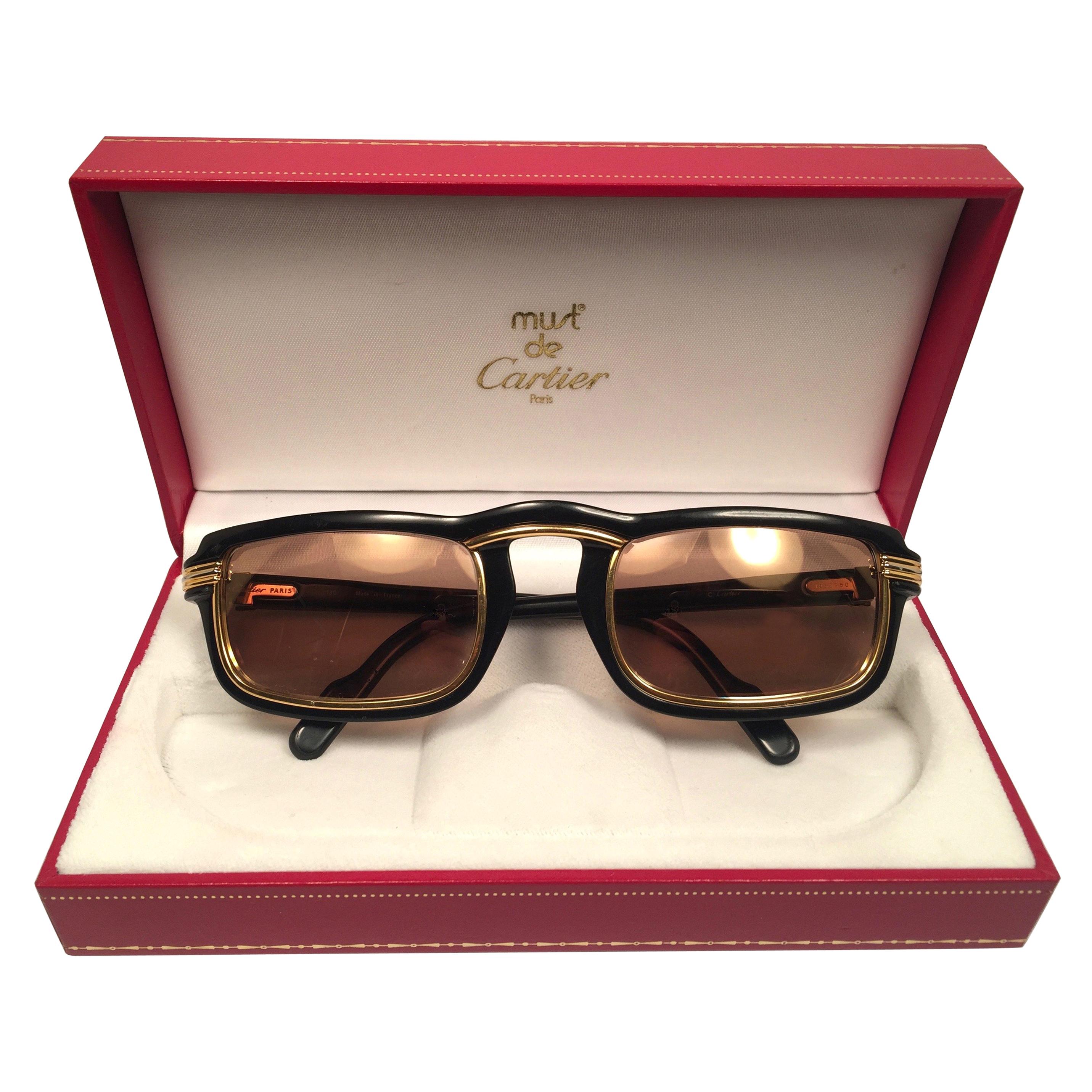 New Vintage Cartier Louis Vendome Medium 53mm France Sunglasses at 1stDibs