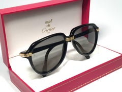 Cartier Vitesse Black Gold Oversized Gold Plated Sunglasses France