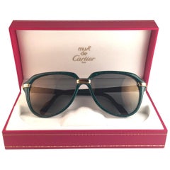 New Cartier Vitesse Marbled Green 58MM 18K Gold Plated Sunglasses France