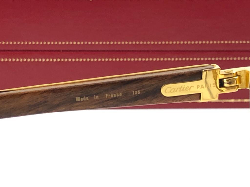 Neu Cartier Wood Bagatelle Runde Gold & Edelholz 55mm Brown Linse im Angebot 3