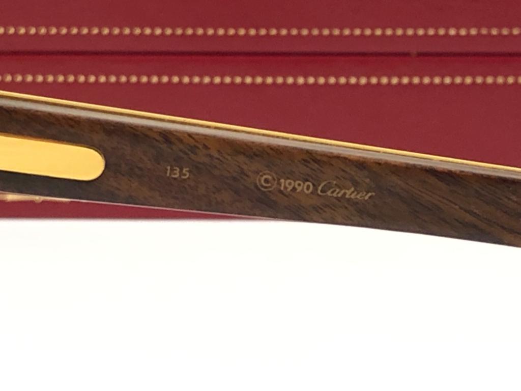 Neu Cartier Wood Bagatelle Runde Gold & Edelholz 55mm Brown Linse im Angebot 4