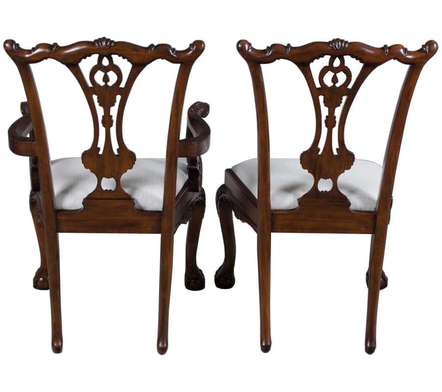 New Carved Solid Mahogany Ball and Claw Foot Set of Ten Dining Room Chairs For Sale 4