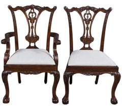 New Carved Solid Mahogany Ball and Claw Foot Set of Ten Dining Room Chairs