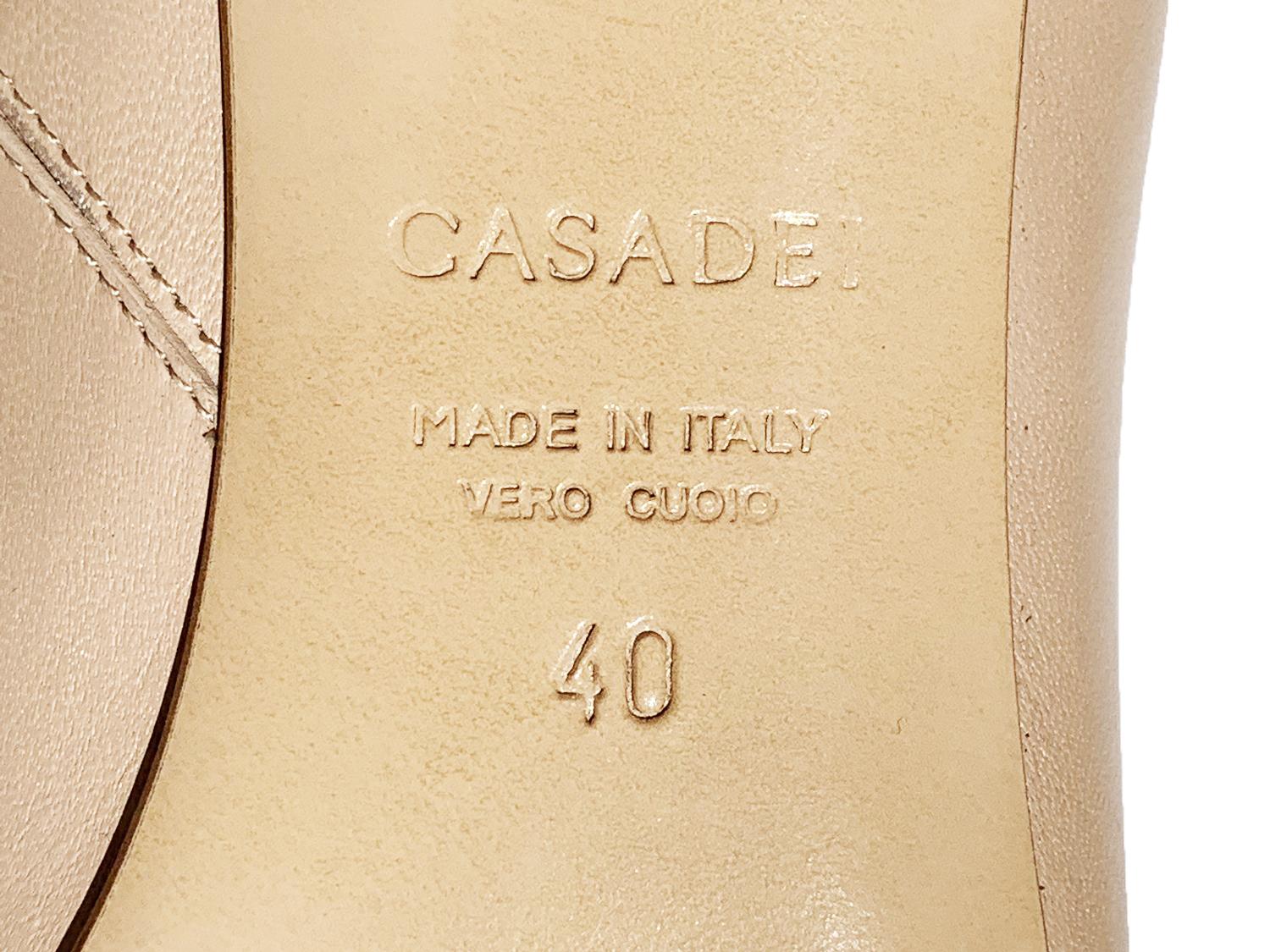 New Casadei Nude Leather Gold Tone Studded Ankle Boots Booties It 40 - US 10 In New Condition For Sale In Montgomery, TX