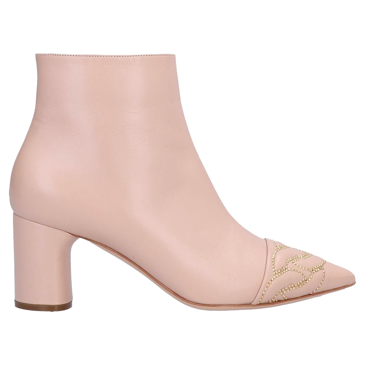 Nuovo Casadei Pelle nuda con borchie d'oro Stivaletti Booties It 40 - US 10
