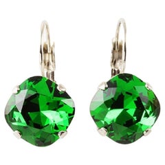 New Catwalk Leverback Earrings Made with Dark Moss Green Swarovski Elements