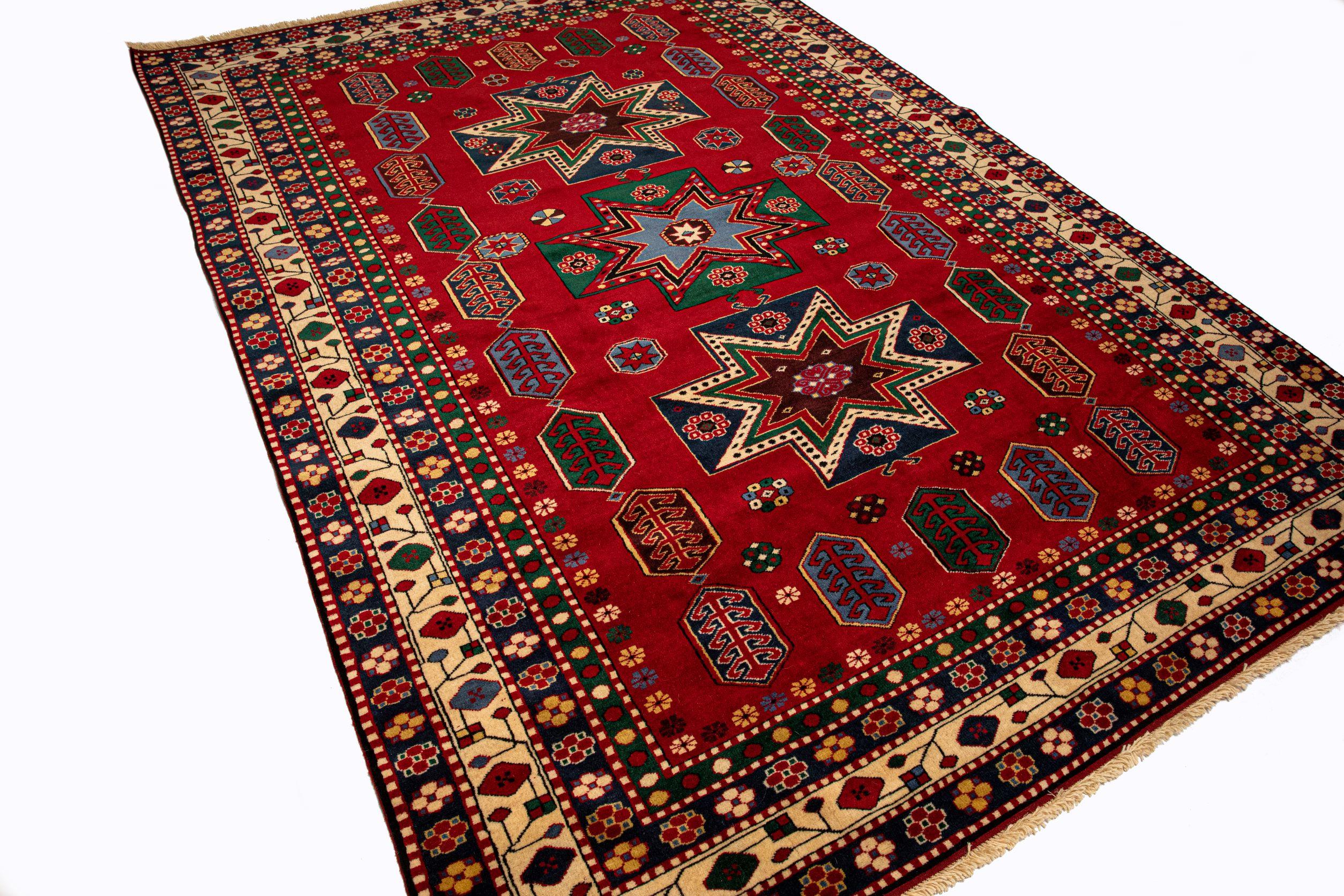 Wool New Caucasian Karbagh Kazak Handmade Excellence, Special Museum Edition  For Sale