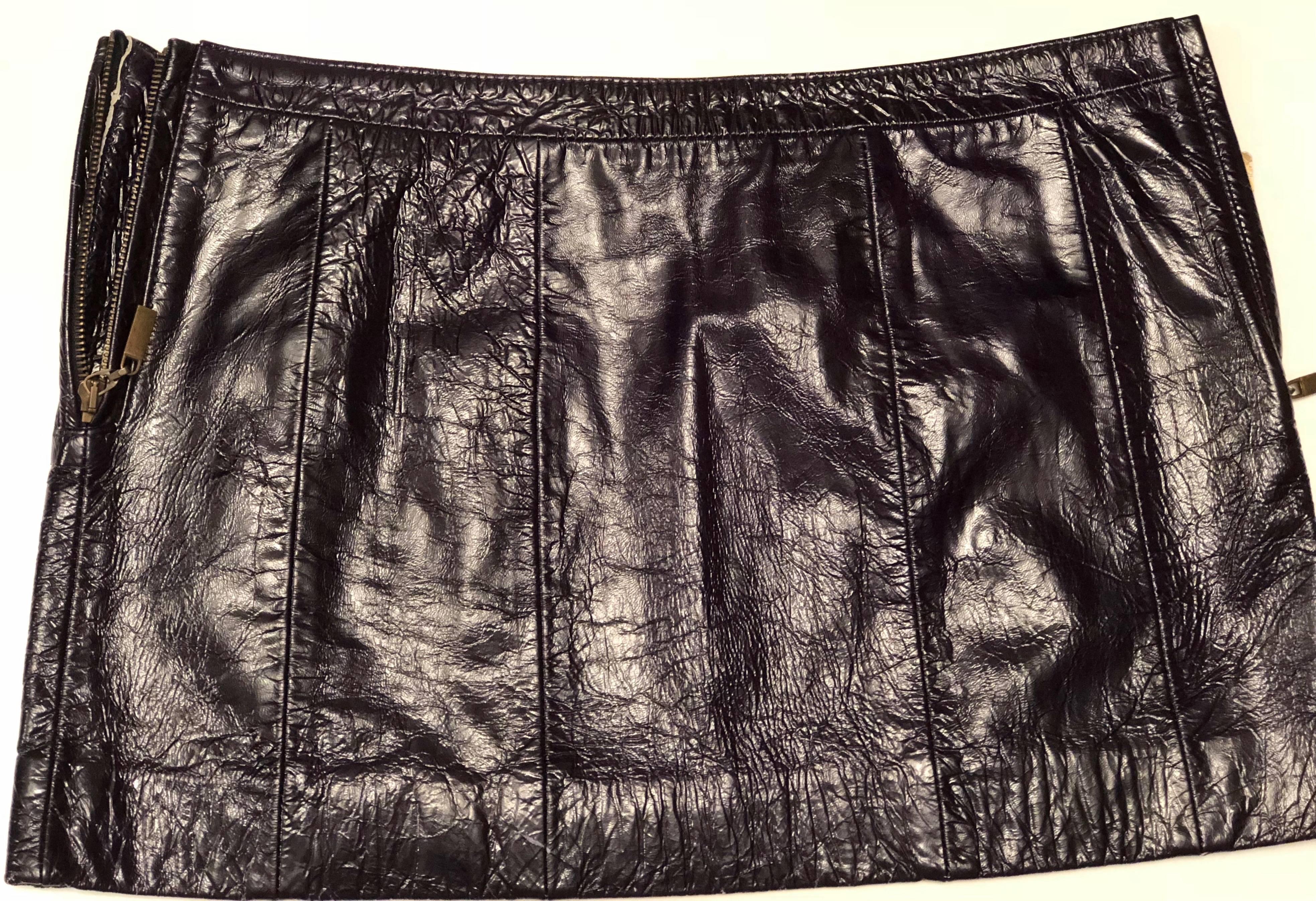 Black New Cavalli Skirt New Patent Leather Blue For Sale