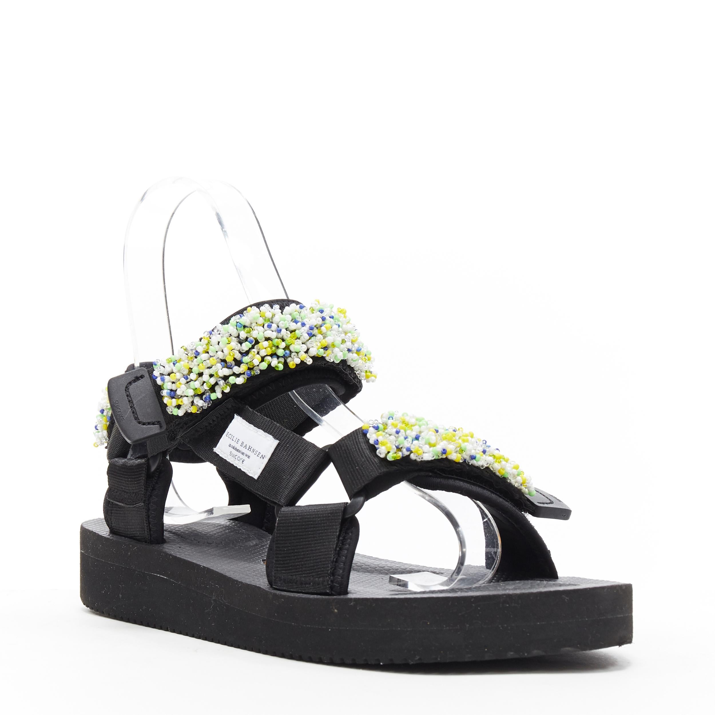 new CECILIE BAHNSEN SUICOKE Maria beaded sports strap vibran sole sandals EU37
Brand: Cecilie Bahnsen
Designer: Suicoke
Model Name / Style: Strappy sandals
Material: Rubber
Color: Black
Pattern: Solid
Extra Detail: In collaboraction with Suicoke.