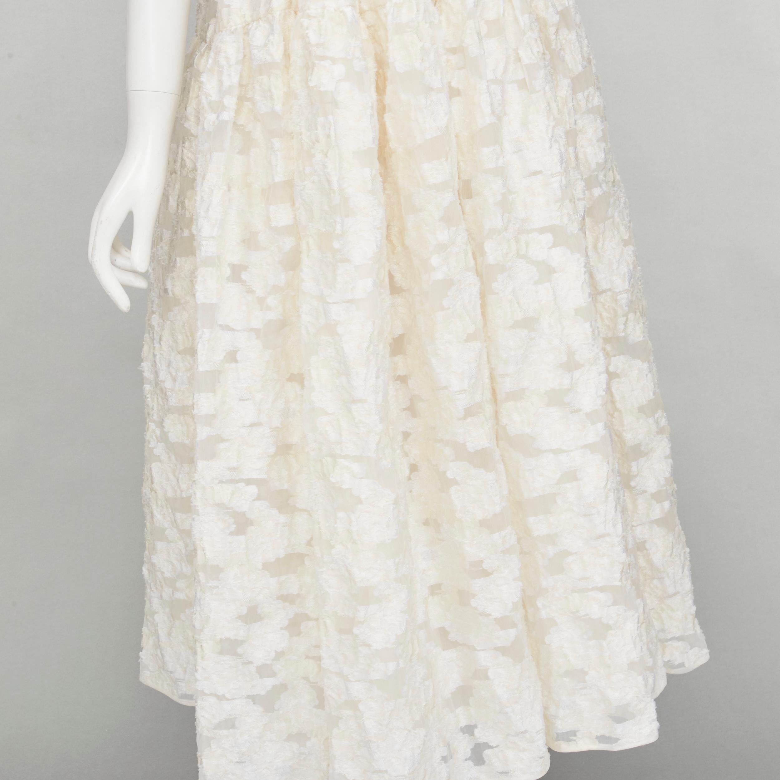 new CECILIE BAHNSEN white floral fil-coupe organza flared bridal dress UK6 XS 1