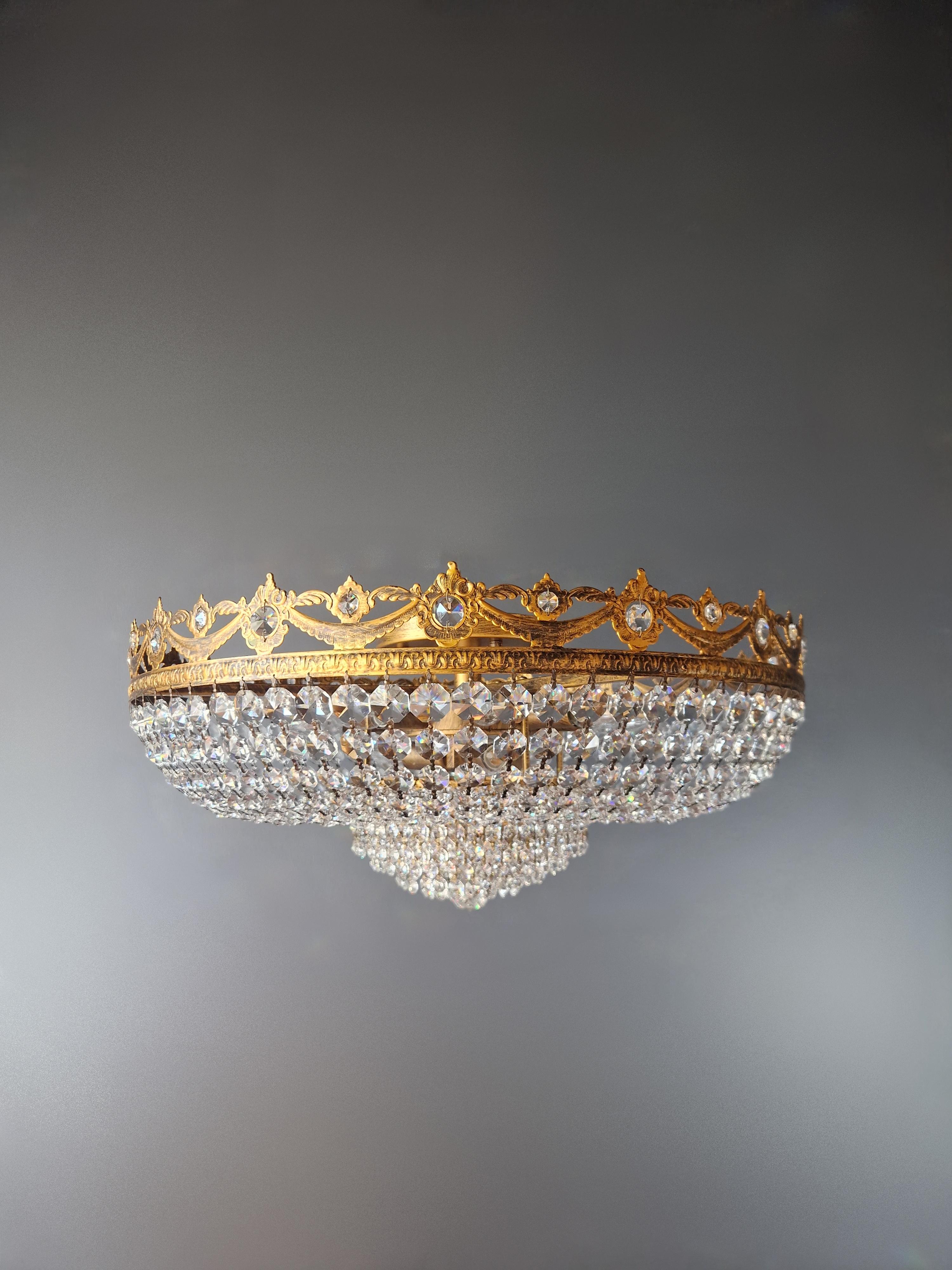 New Ceiling Light Antique Look Chandelier Plafonnier Crystals Art Deco For Sale 5