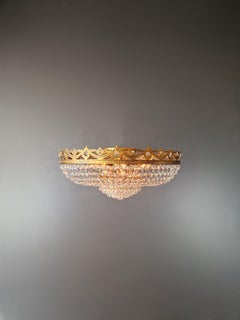 New Deckenleuchte, antik-Kronleuchter mit Plafonnier-Kristallen, Art déco, Art déco