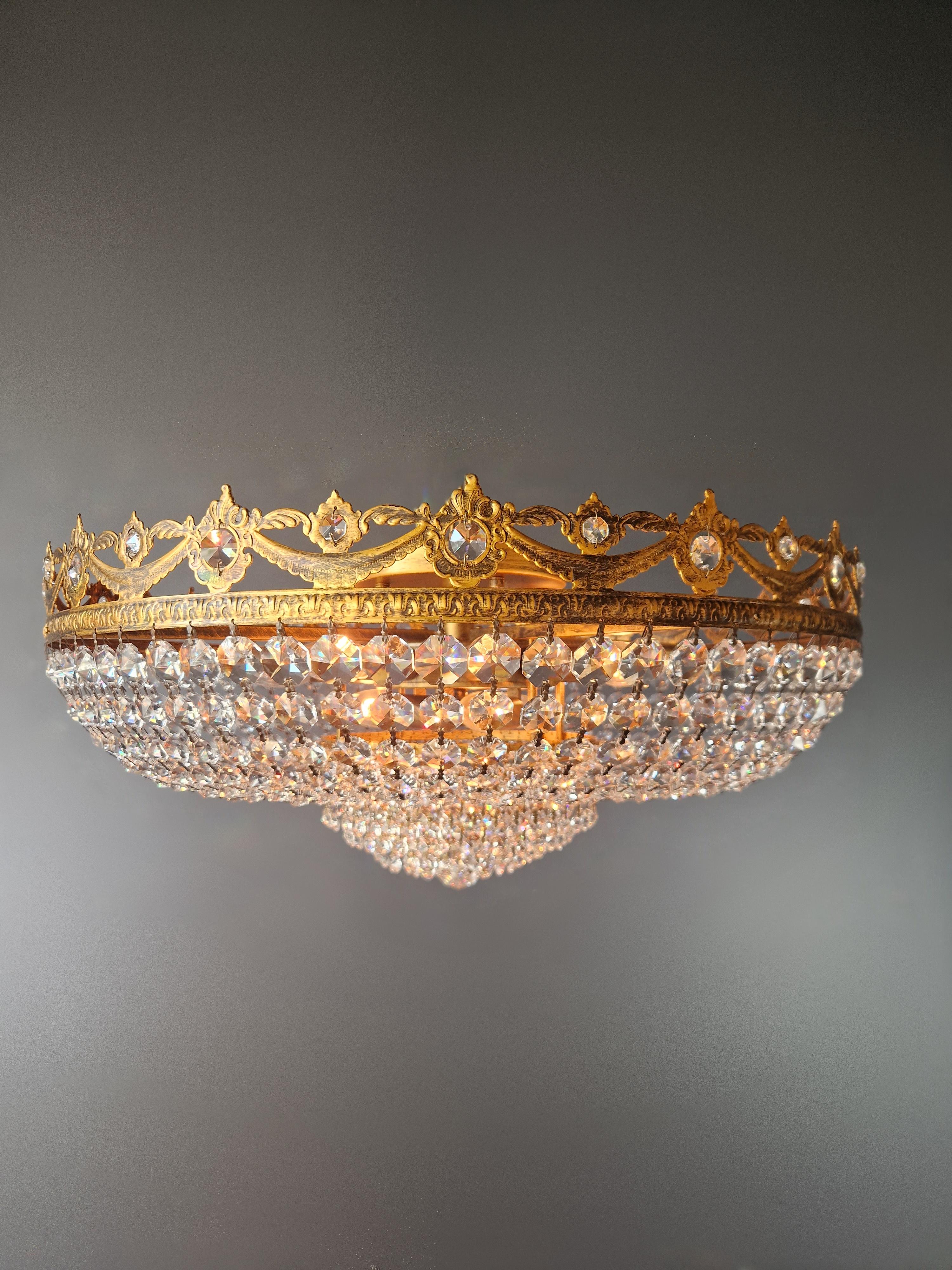 New Ceiling Light Antique Look Chandelier Plafonnier Crystals Art Deco In New Condition For Sale In Berlin, DE