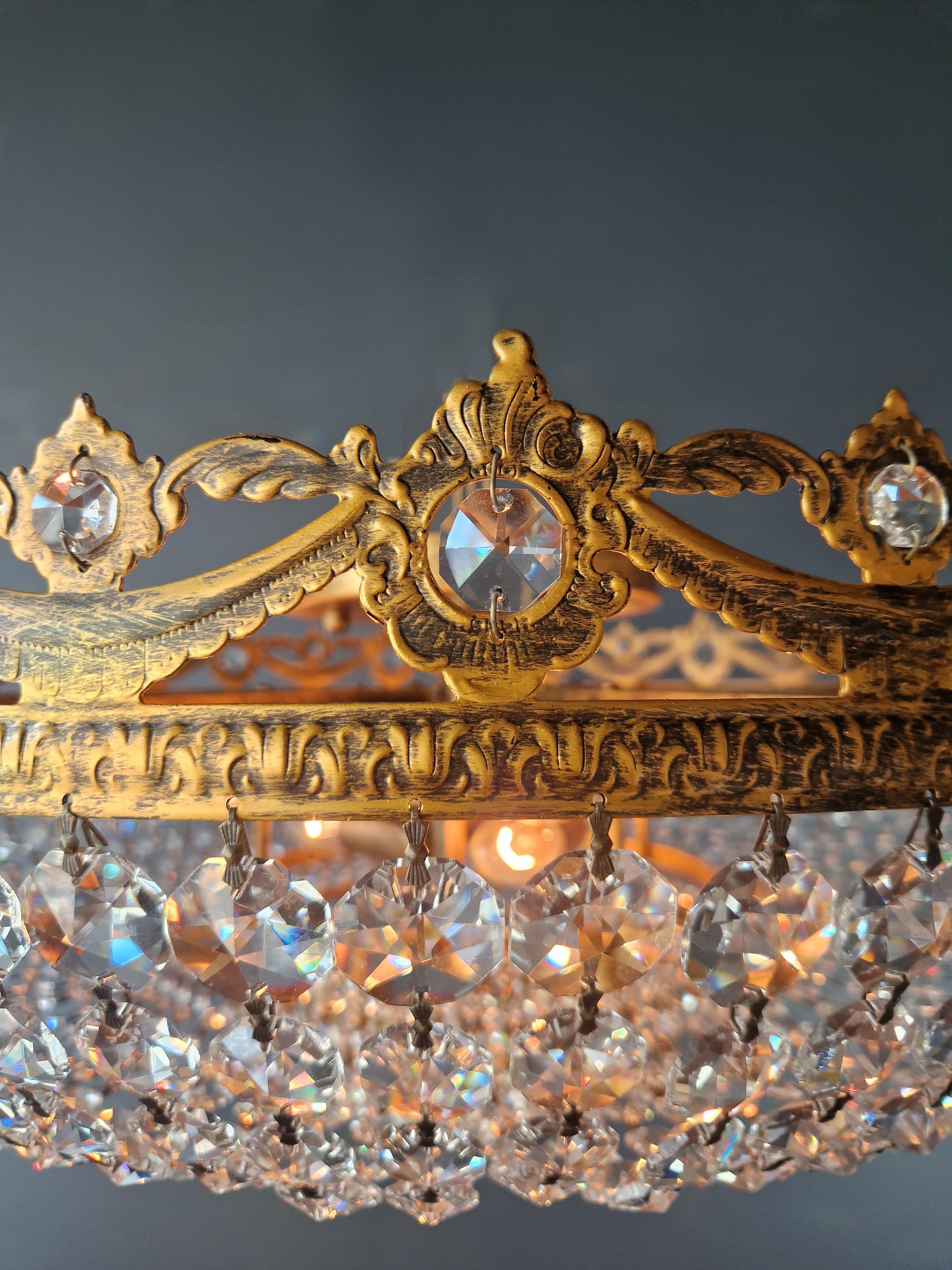 New Ceiling Light Antique Look Chandelier Plafonnier Crystals Art Deco For Sale 4