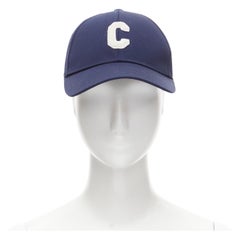 Neu CELINE 2021 Hedi Slimane Runway Marineblaue Baseballmütze mit C-Logo Größe L