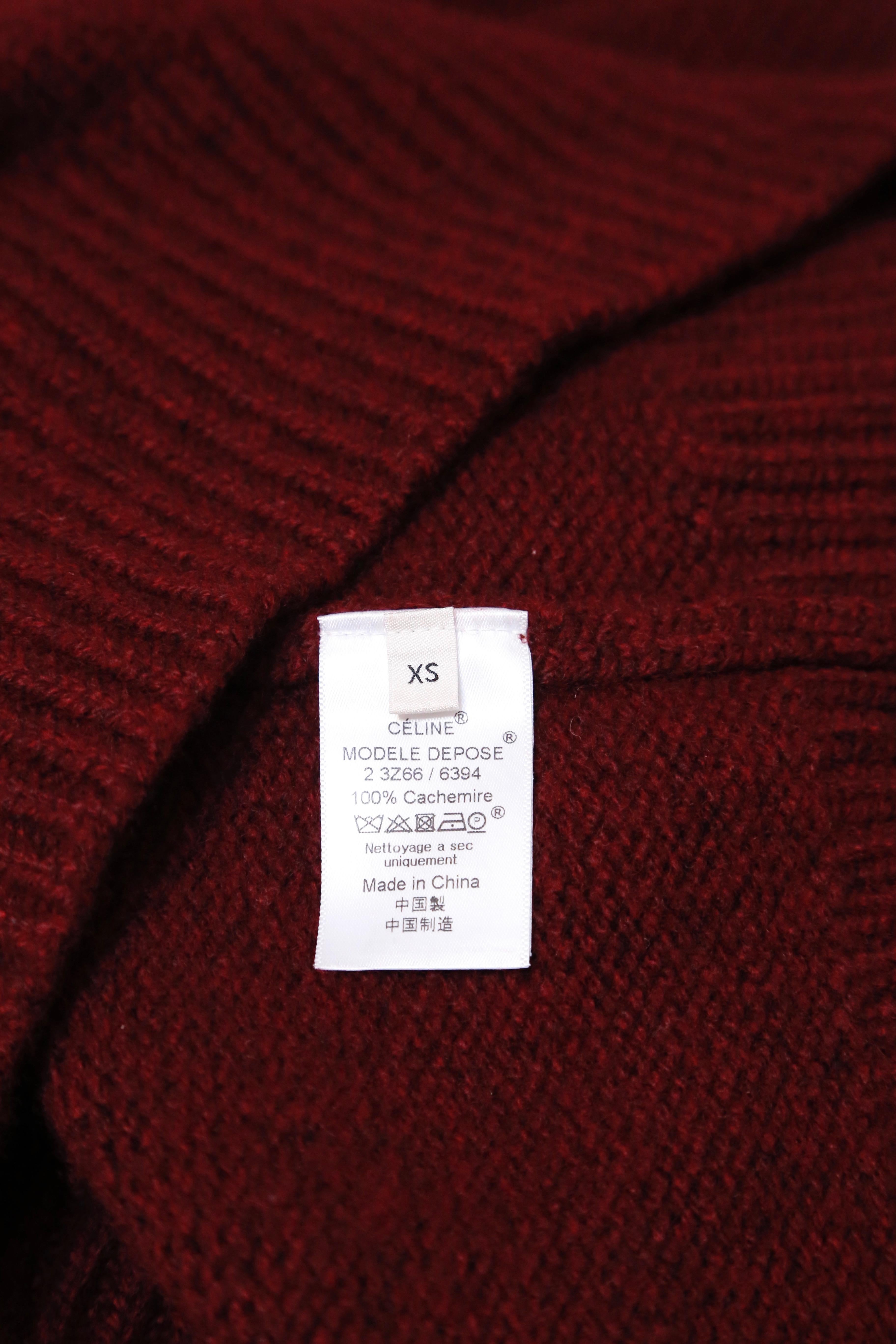 Red new CELINE by PHOEBE PHILO burgundy oversized cashmere turtleneck sweater XS