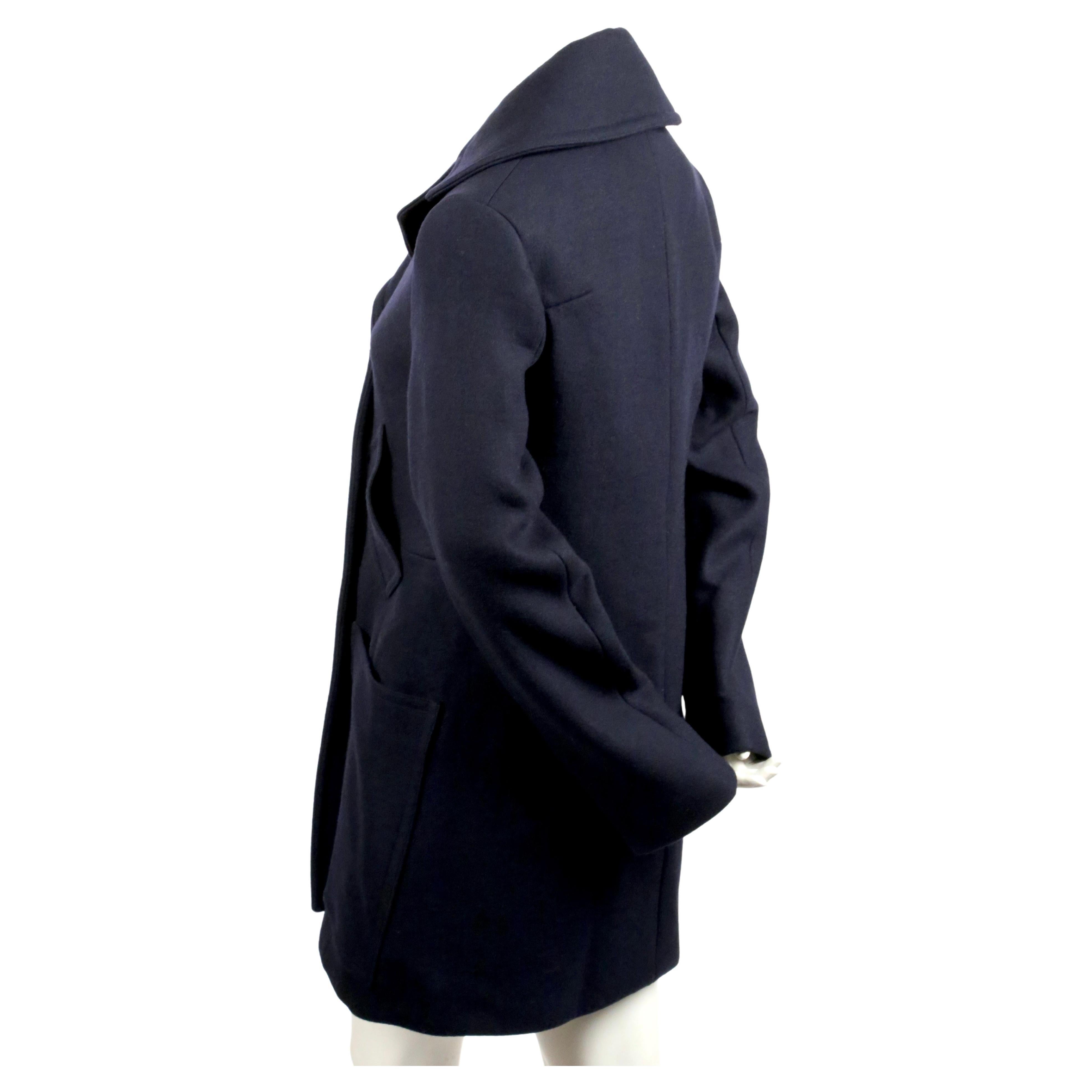 Neuer CELINE by PHOEBE PHILO marineblauer Woll-Peacoat mit goldenem Knopf (Schwarz)