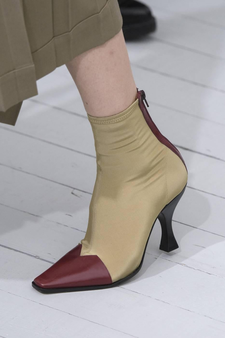 new CELINE by Phoebe Philo tan 'Madame' ankle boots with burgundy leather FR 40  1