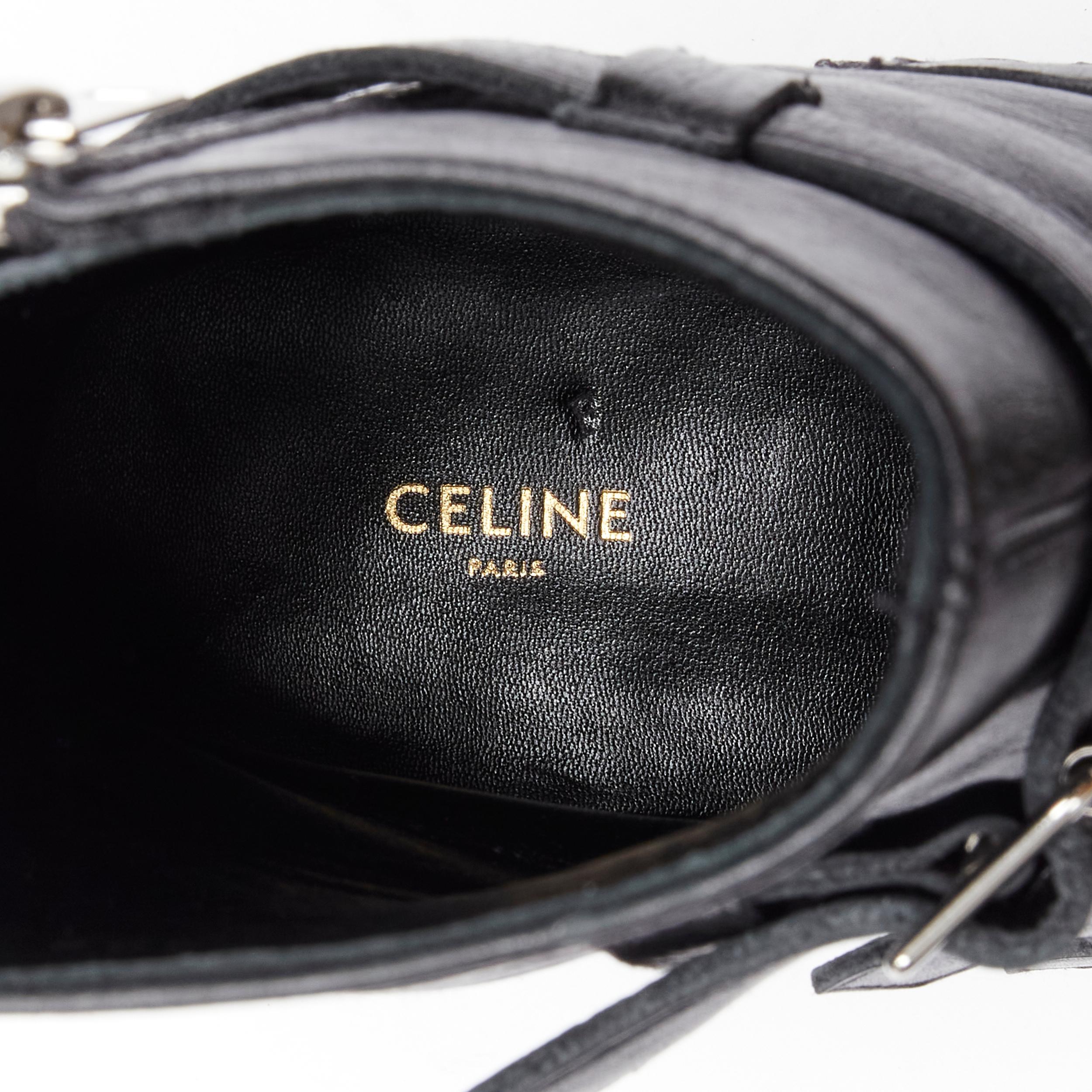new CELINE Hedi Slimane 2019 Berlin black leather buckle western ankle boot EU44 3