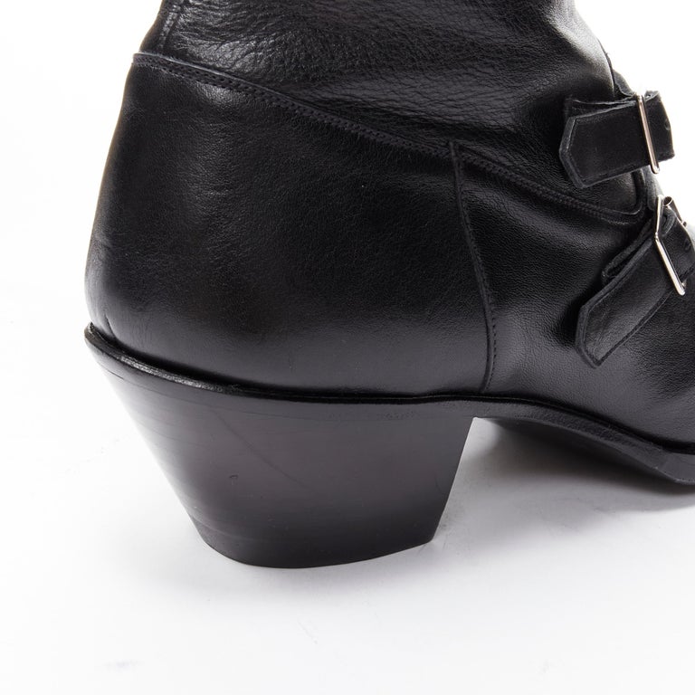new CELINE Hedi Slimane 2019 Berlin black leather buckle western ankle boot  EU44 at 1stDibs