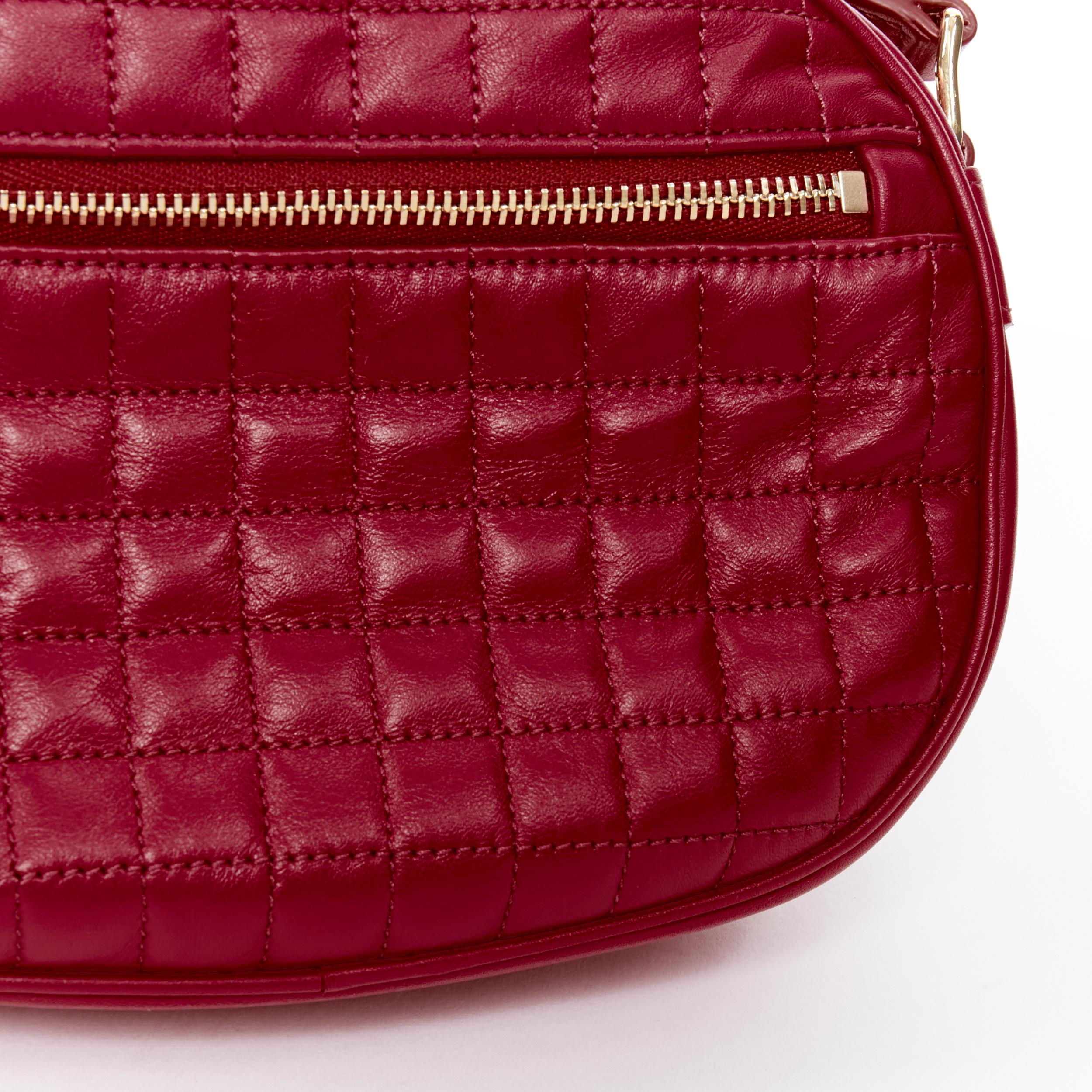 new CELINE Hedi Slimane 2019 C Charm red quilted small crossbody camera bag For Sale 7