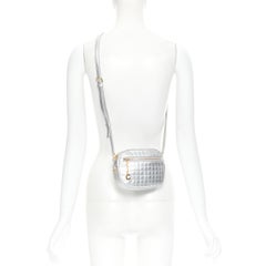 new CELINE Hedi Slimane 2019 C Charm silver checked quilted crossbody camera bag