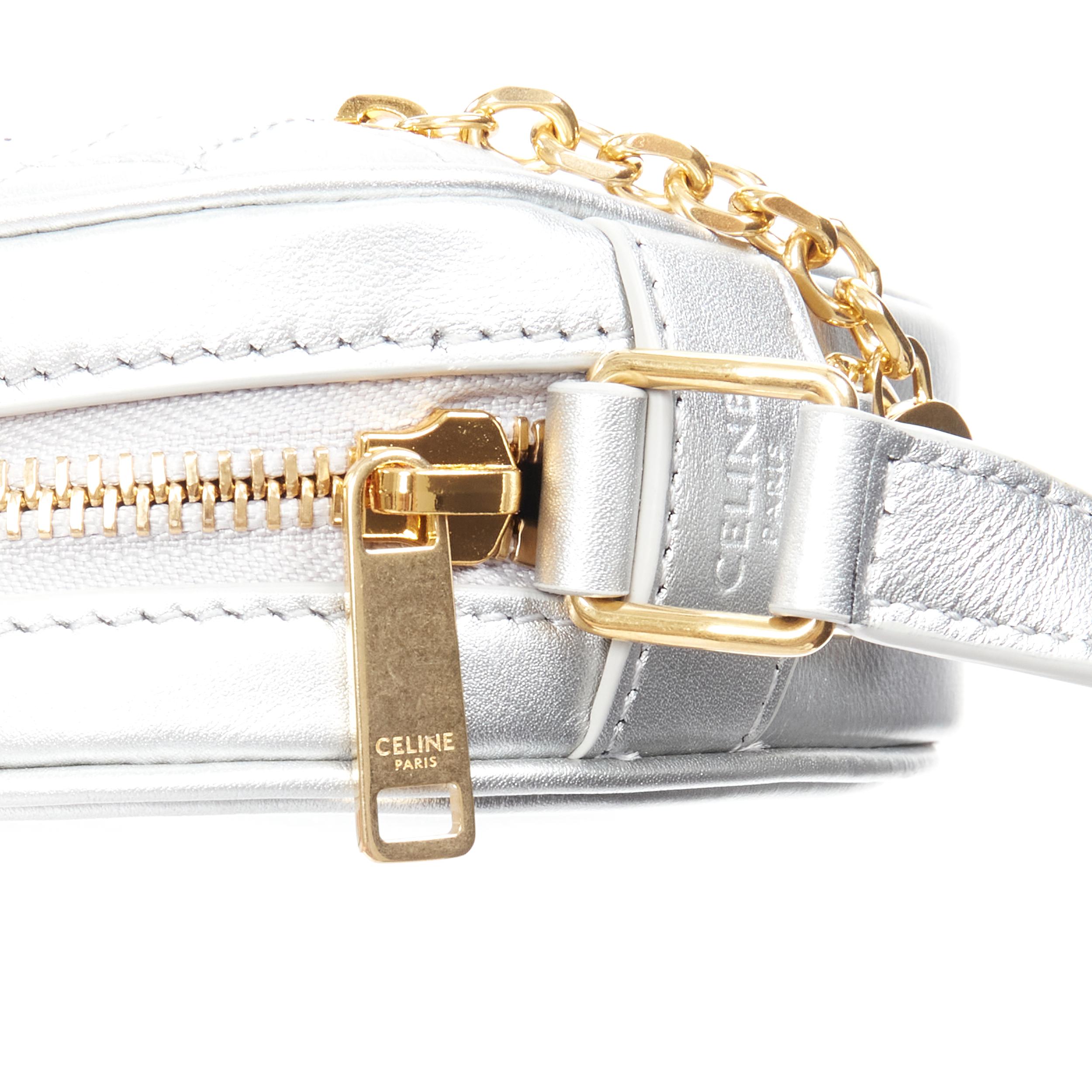 nuovo CELINE Hedi Slimane 2019 C Charm argento trapuntato piccola borsa fotocamera crossbody 5