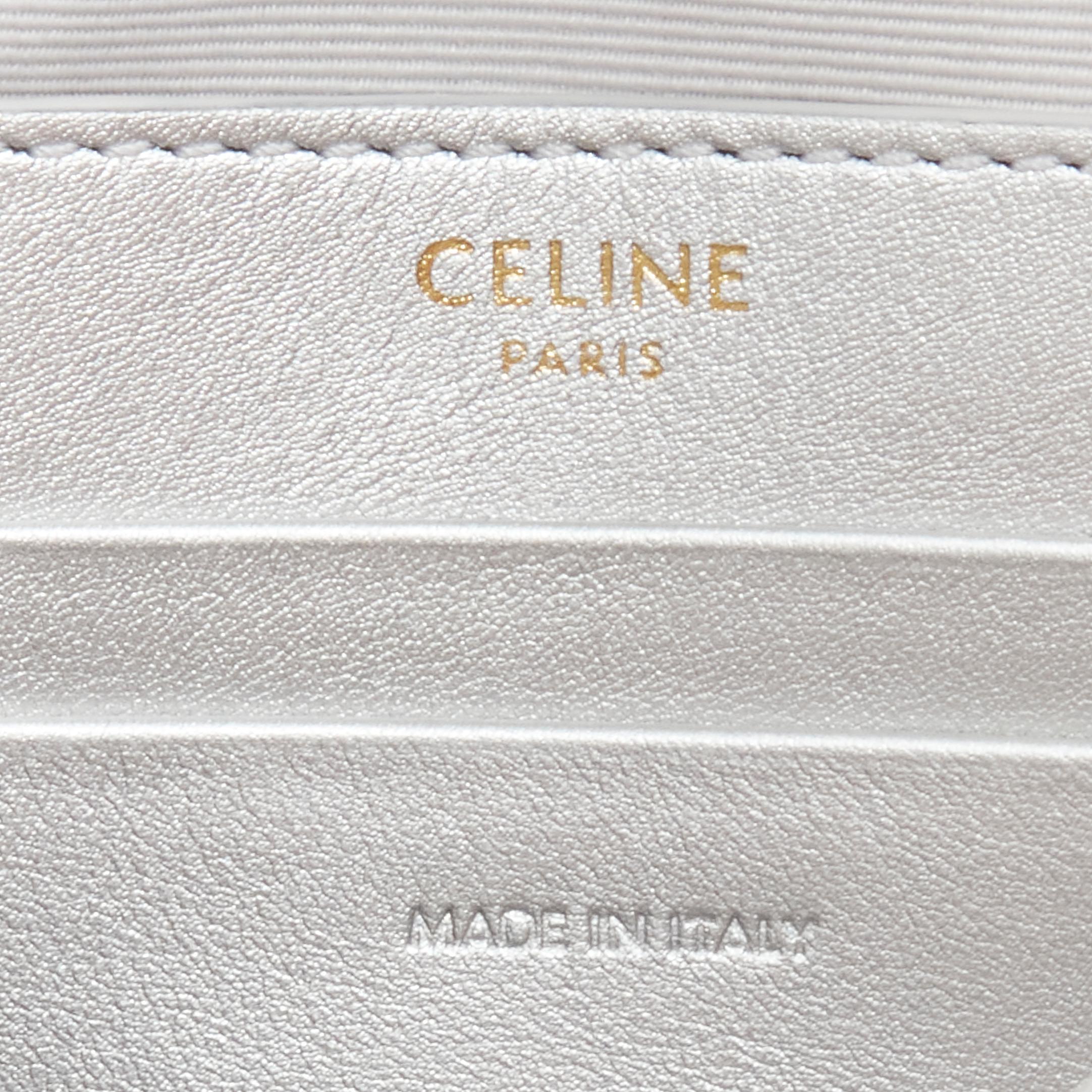 nuovo CELINE Hedi Slimane 2019 C Charm argento trapuntato piccola borsa fotocamera crossbody 6