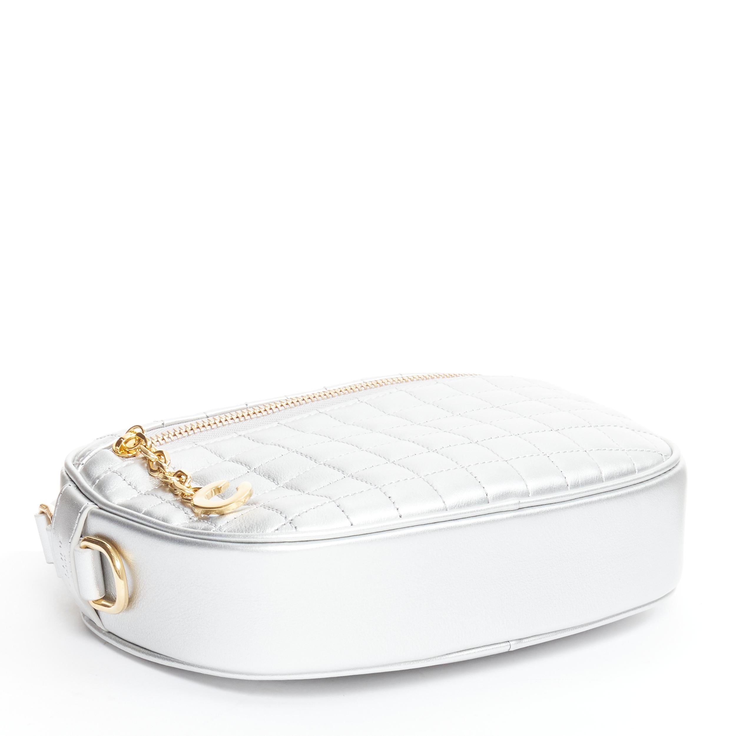 nuovo CELINE Hedi Slimane 2019 C Charm argento trapuntato piccola borsa fotocamera crossbody 1