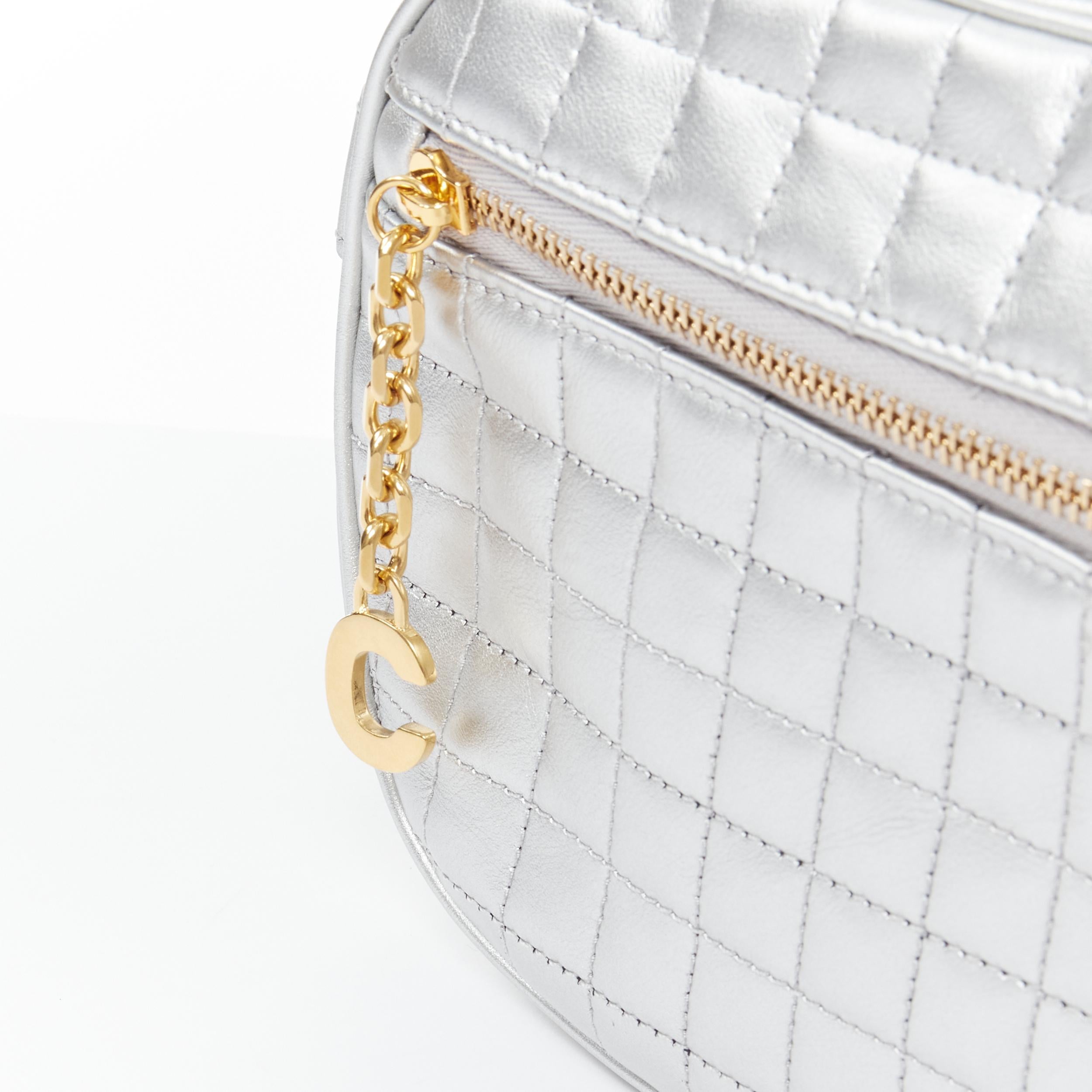 nuovo CELINE Hedi Slimane 2019 C Charm argento trapuntato piccola borsa fotocamera crossbody 3