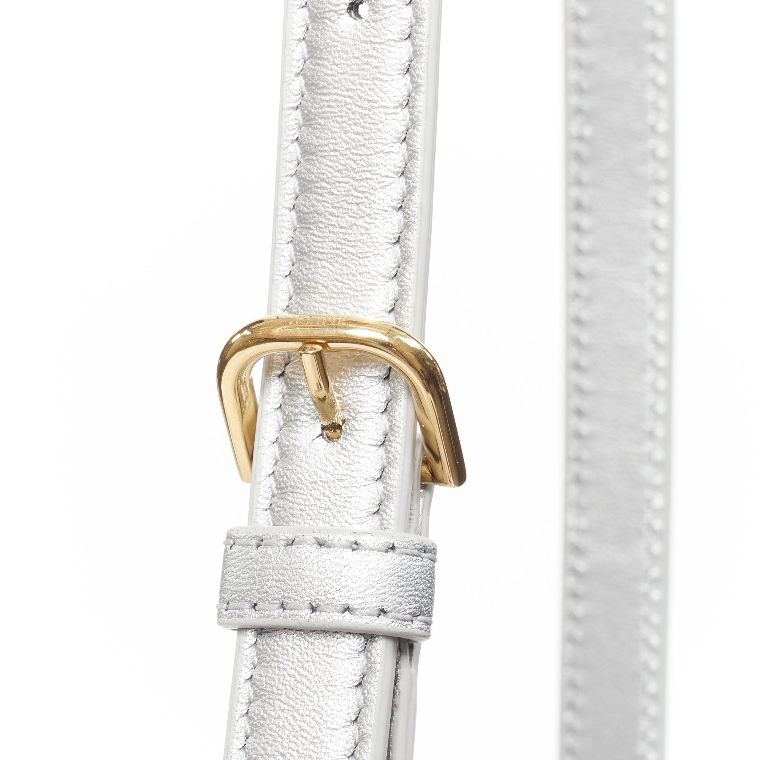 nuovo CELINE Hedi Slimane 2019 C Charm argento trapuntato piccola borsa fotocamera crossbody 4