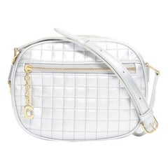 nuovo CELINE Hedi Slimane 2019 C Charm argento trapuntato piccola borsa fotocamera crossbody