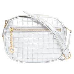 nuovo CELINE Hedi Slimane 2019 C Charm argento trapuntato piccola borsa fotocamera crossbody