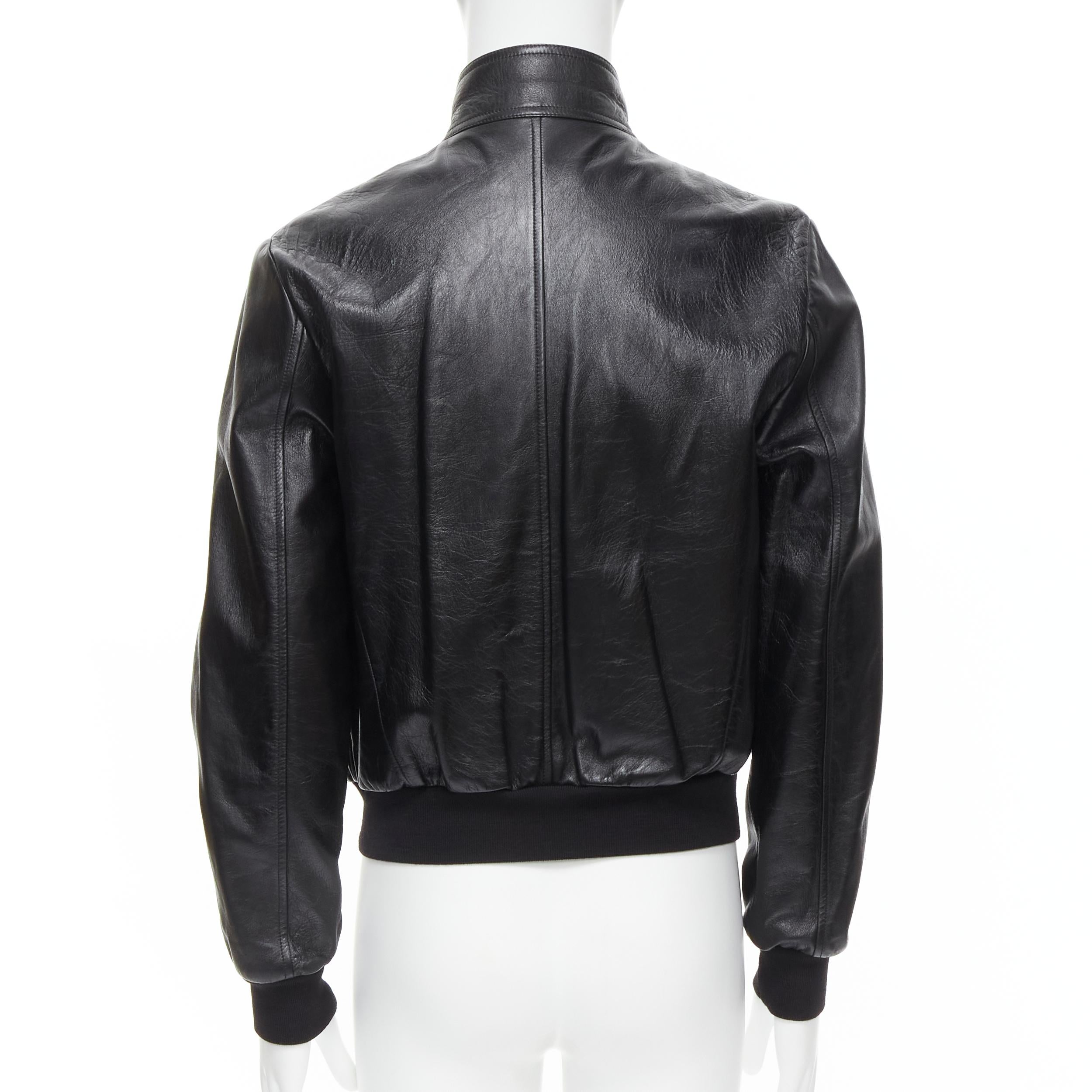 Black new CELINE Hedi Slimane 2019 Runway black lambskin buckle biker jacket EU52 XL