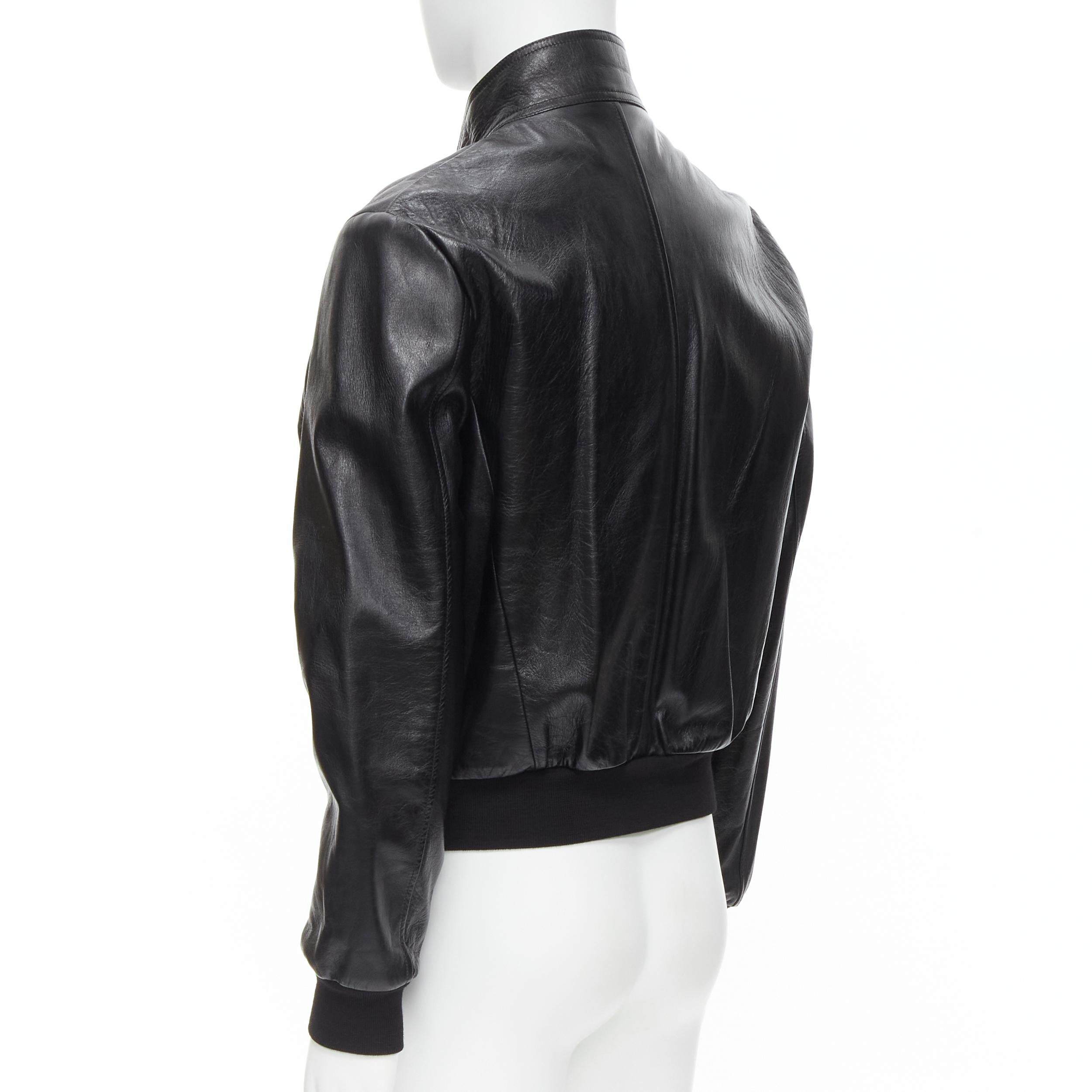 new CELINE Hedi Slimane 2019 Runway black lambskin buckle biker jacket EU52 XL In New Condition In Hong Kong, NT