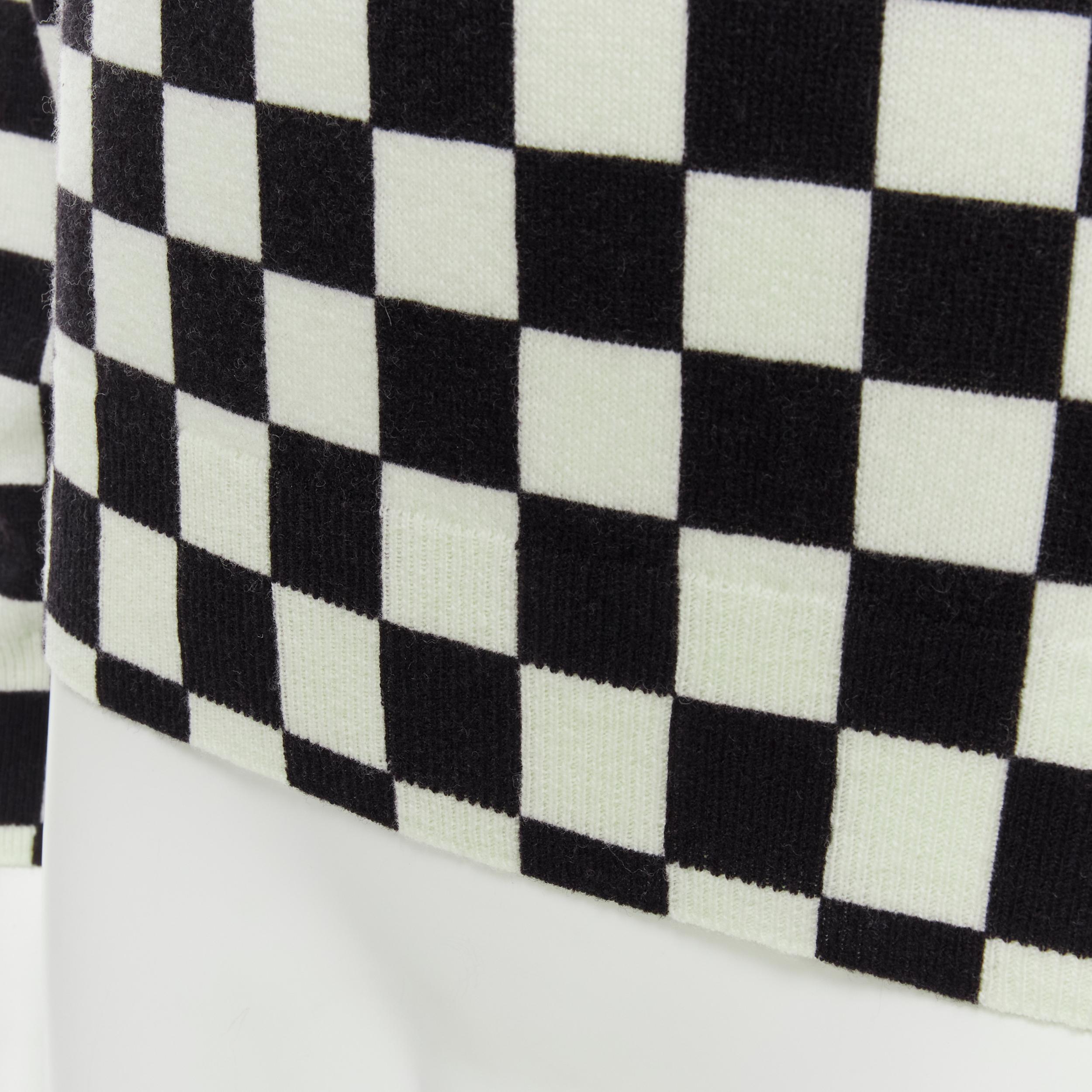 new CELINE Hedi Slimane 2019 Runway black white Damier checkered polo sweater M 3