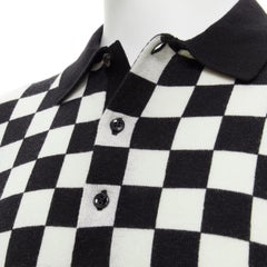 new CELINE Hedi Slimane 2019 Runway black white Damier checkered polo sweater M