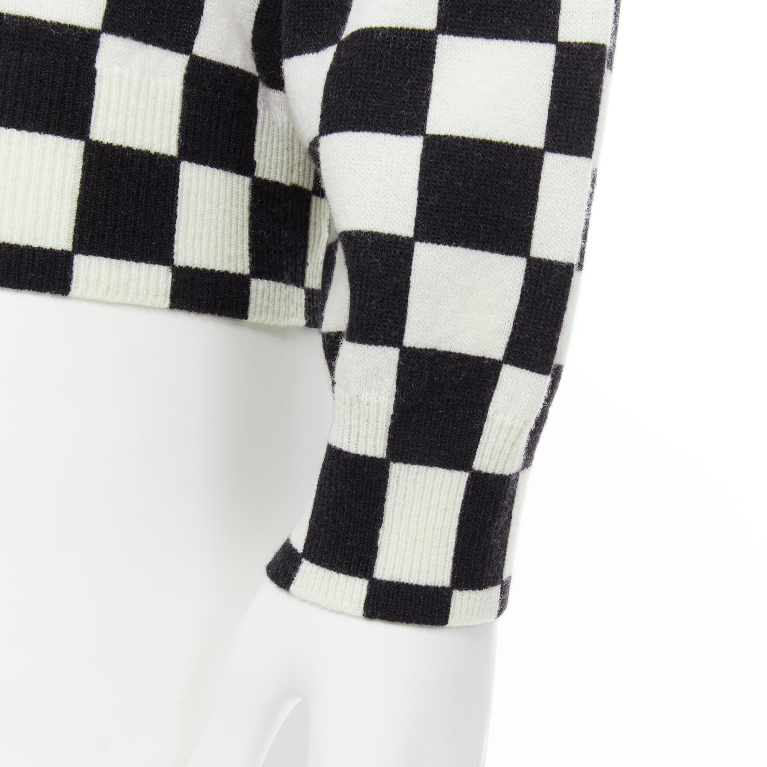 new CELINE Hedi Slimane 2019 Runway black white Damier checkered polo sweater M 1