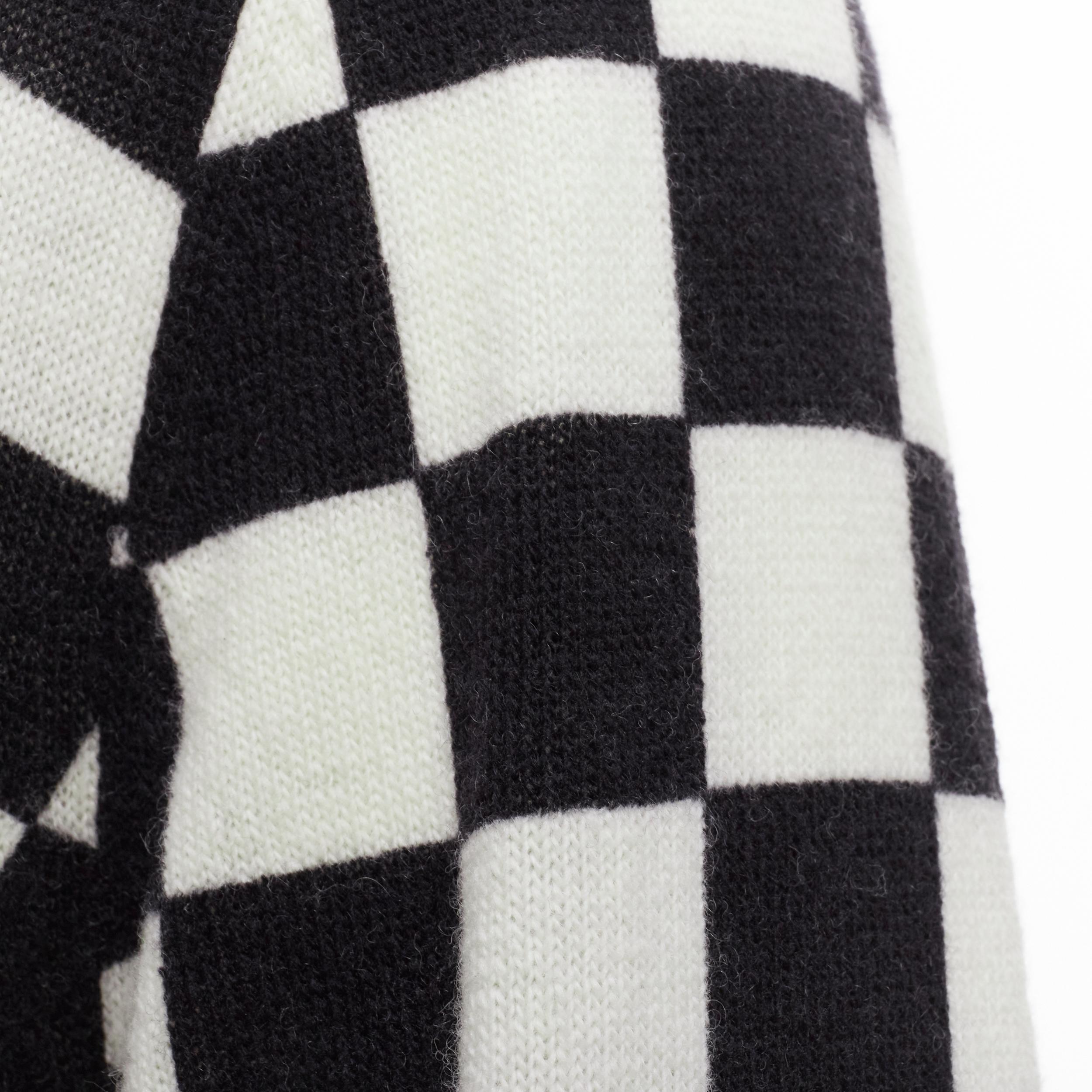 new CELINE Hedi Slimane 2019 Runway black white Damier checkered polo sweater M 1