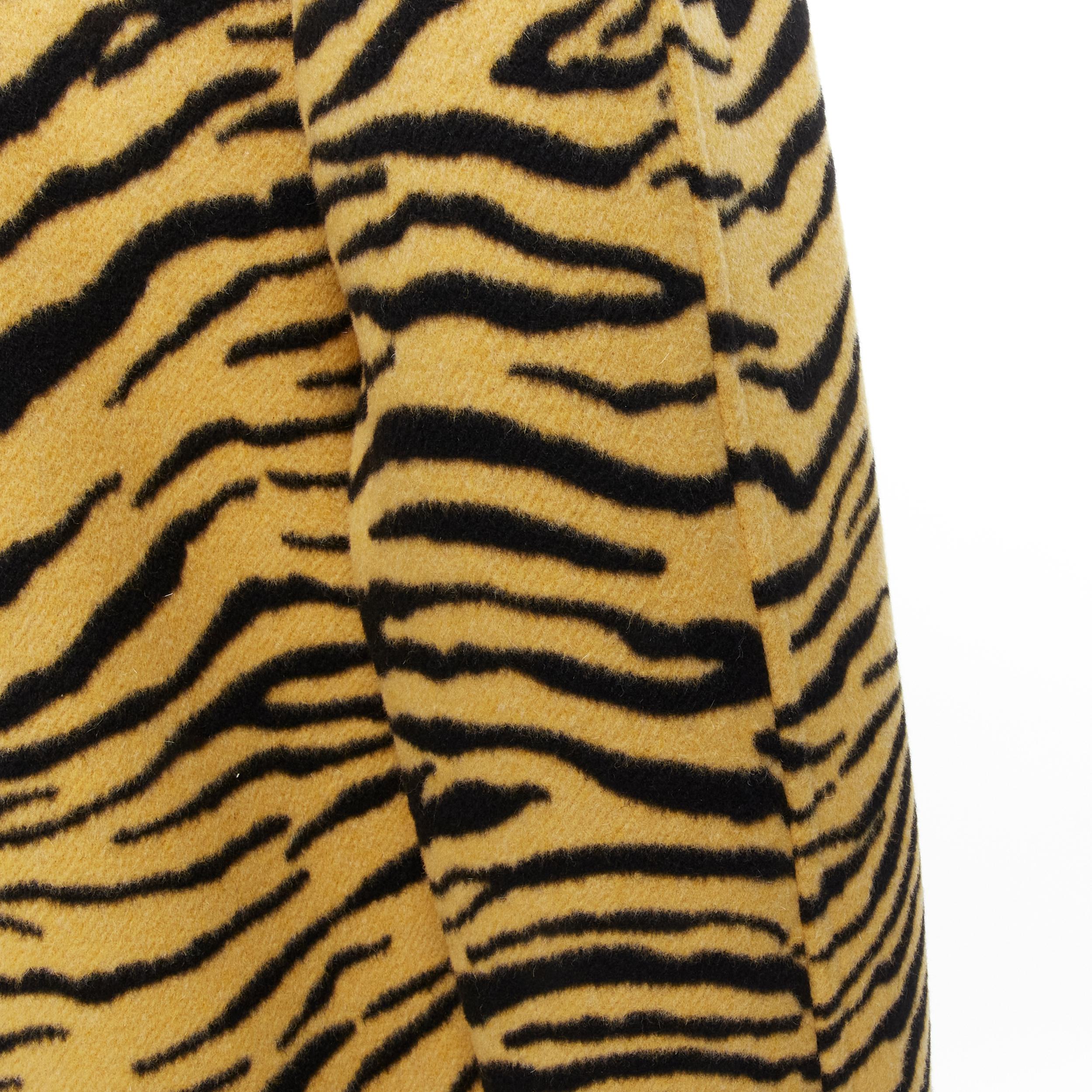new CELINE Hedi Slimane 2019 Runway wool felt yellow black tiger coat EU48 M 4
