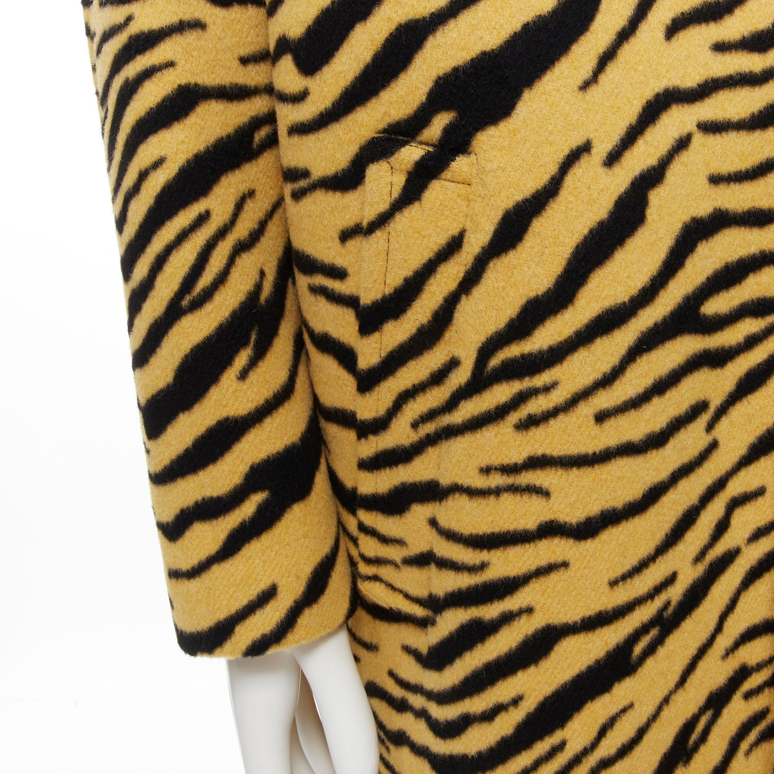 new CELINE Hedi Slimane 2019 Runway wool felt yellow black tiger coat EU48 M 3