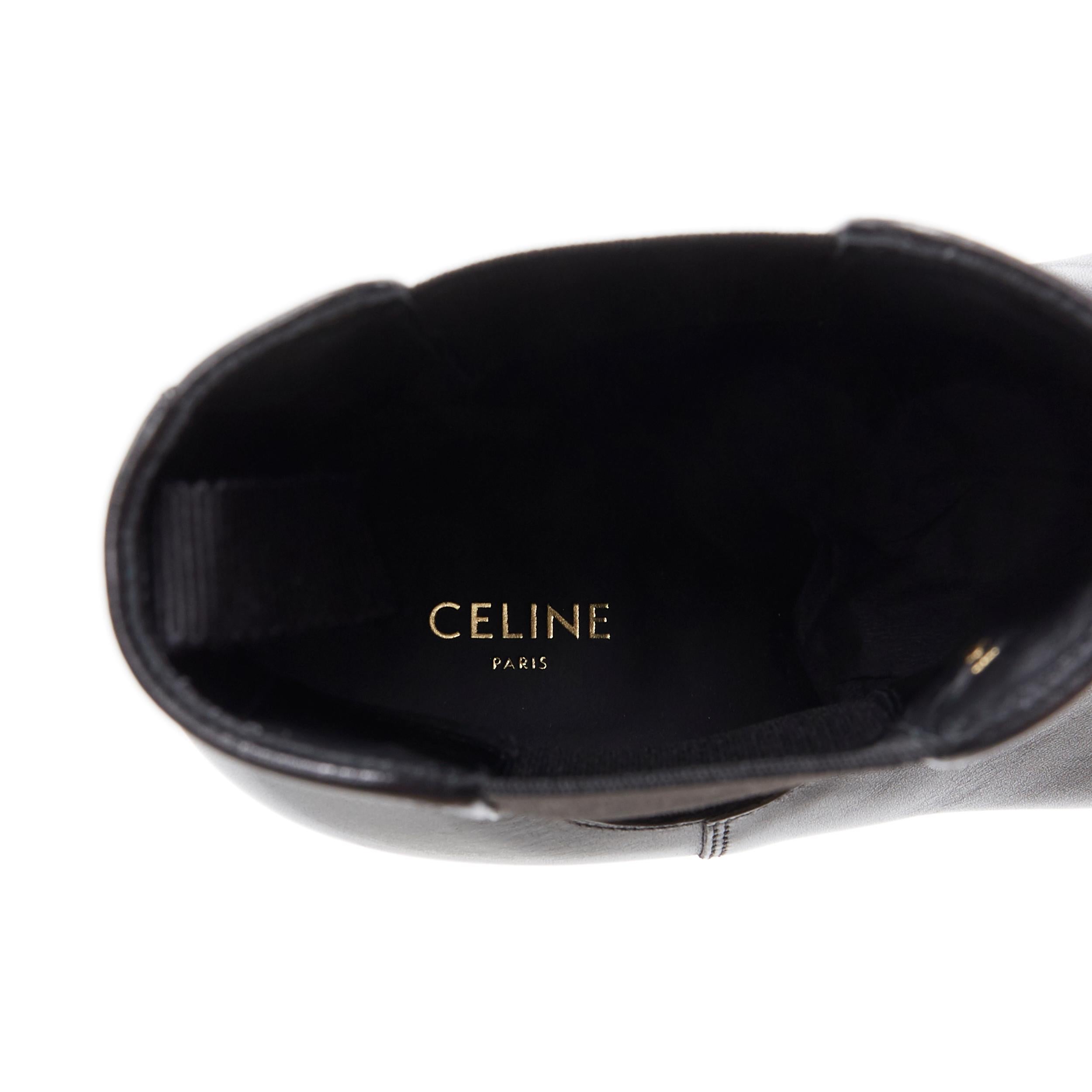 new CELINE HEDI SLIMANE black leather almond toe cuban heel ankle boot EU38 3