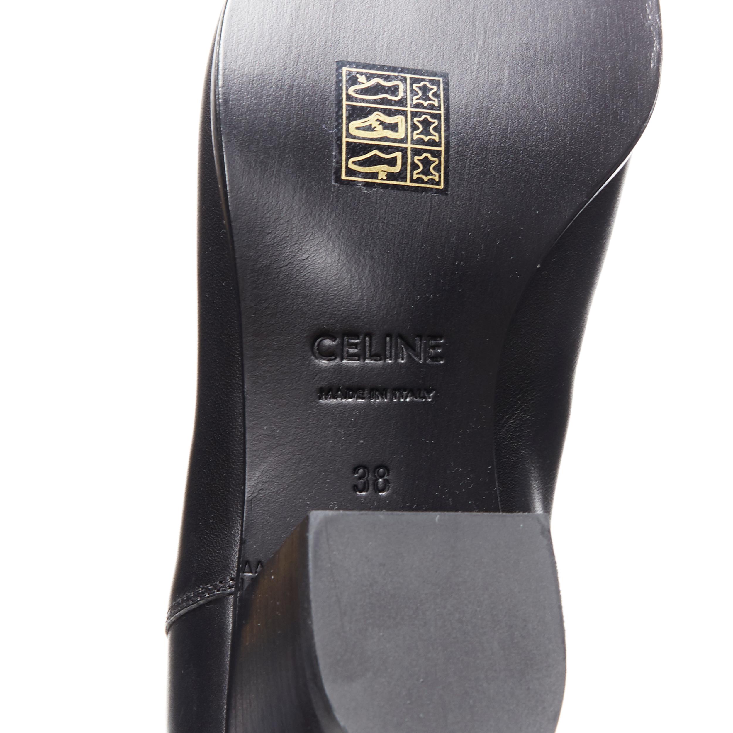 new CELINE HEDI SLIMANE black leather almond toe cuban heel ankle boot EU38 4
