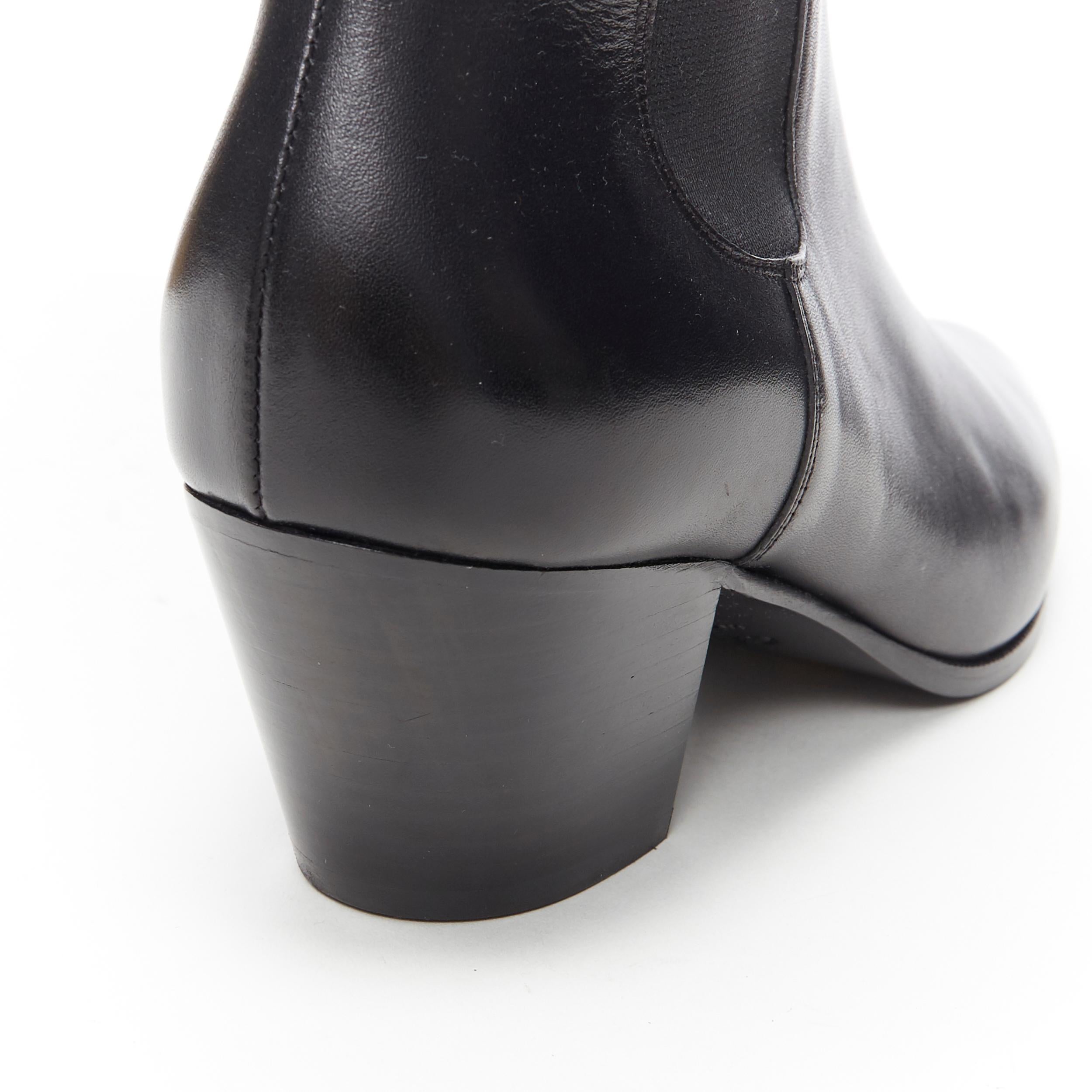 Women's new CELINE HEDI SLIMANE black leather almond toe cuban heel ankle boot EU38