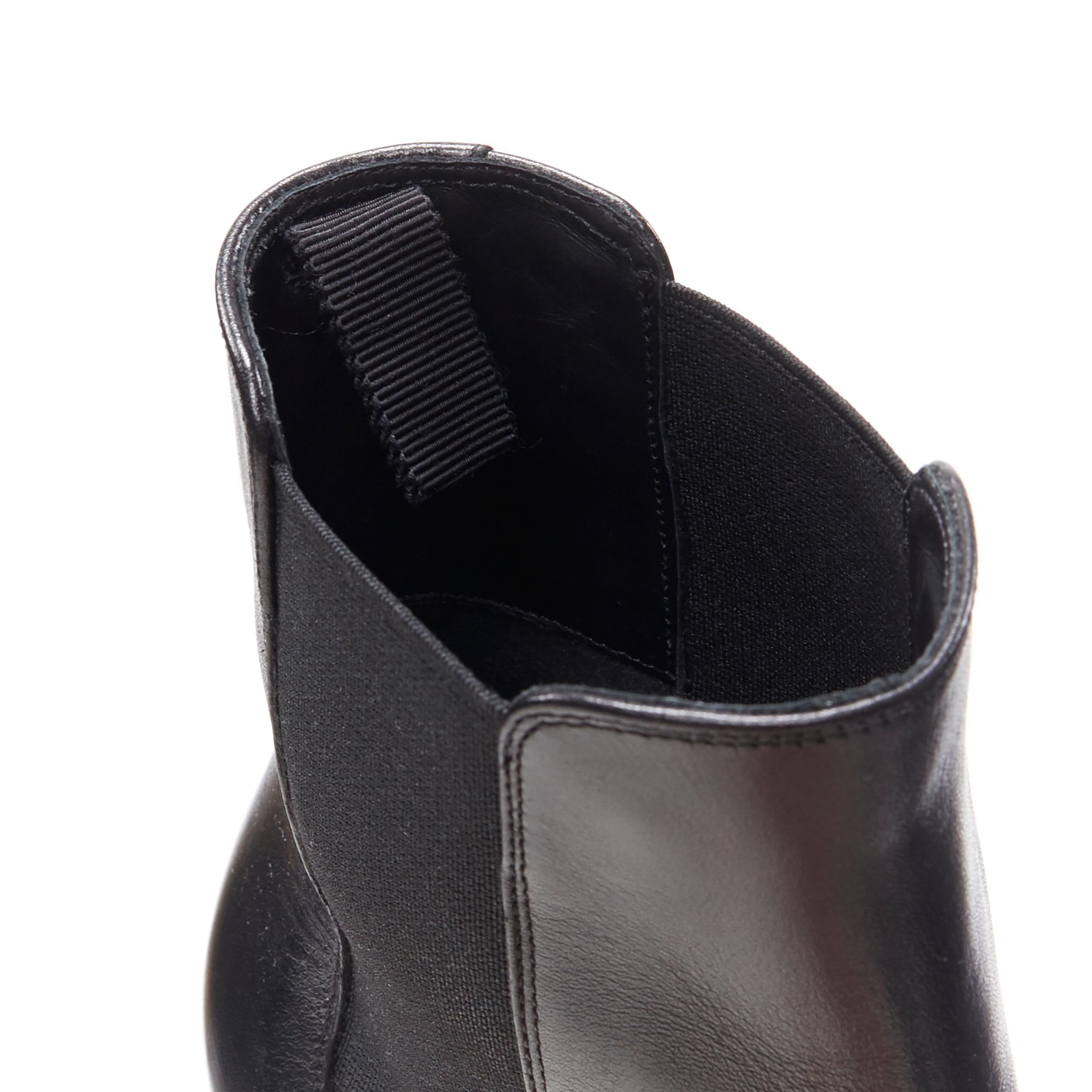 new CELINE HEDI SLIMANE black leather almond toe cuban heel ankle boot EU38 1