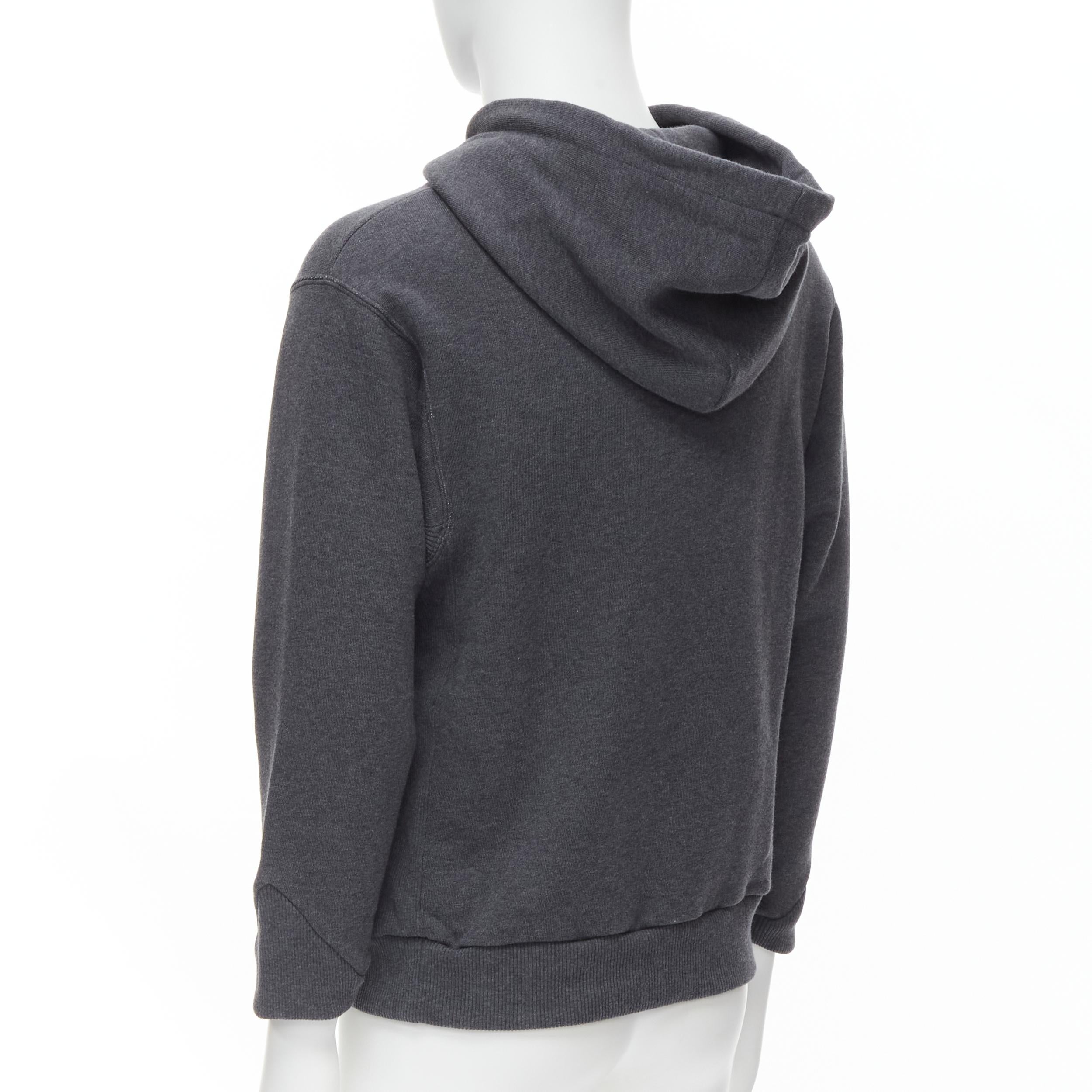 Black new CELINE Hedi Slimane dark grey cotton gold logo embroidery hoodie pullover S