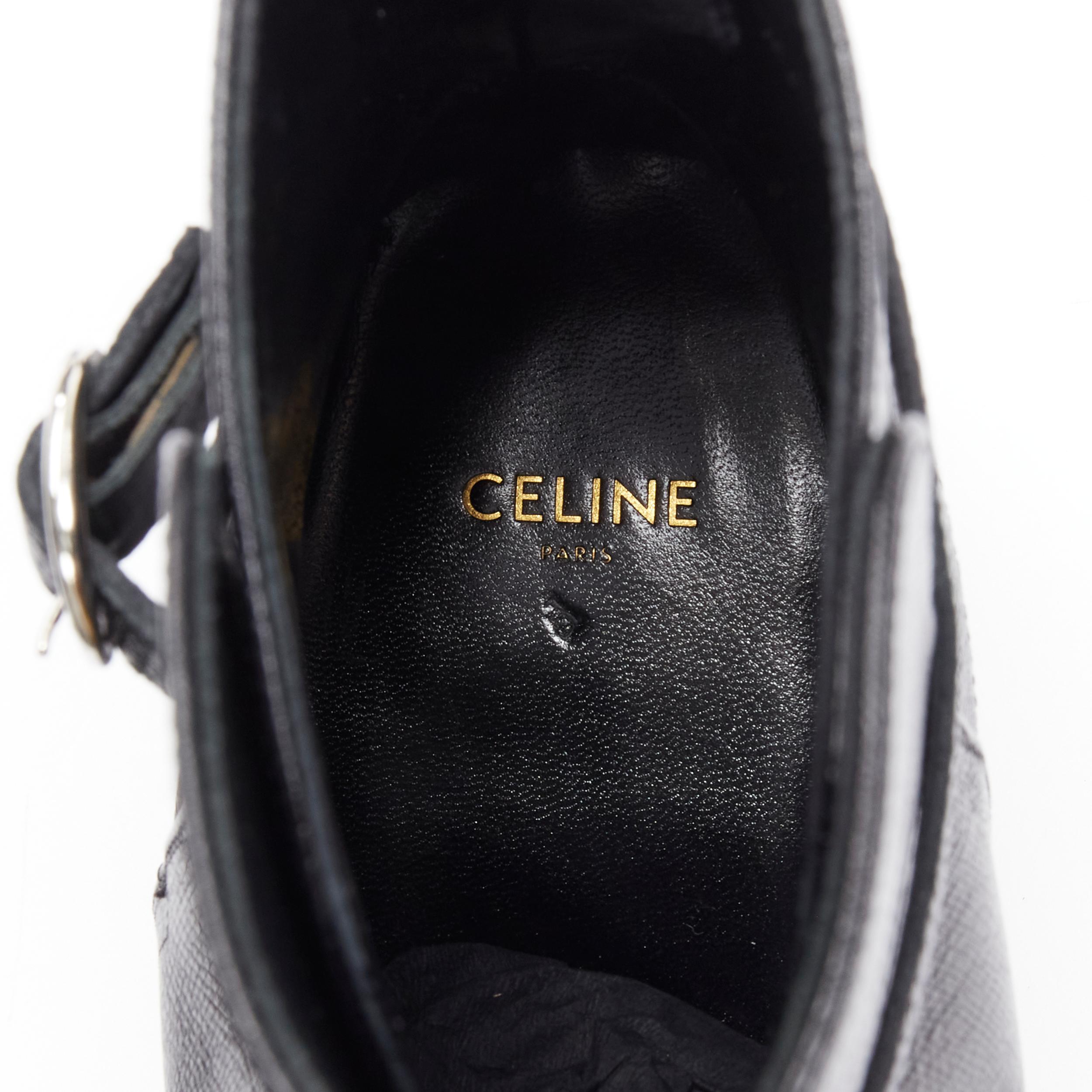 new CELINE Hedi Slimane Jacno Black Tejus stamped leather ankle strap boot EU42 3