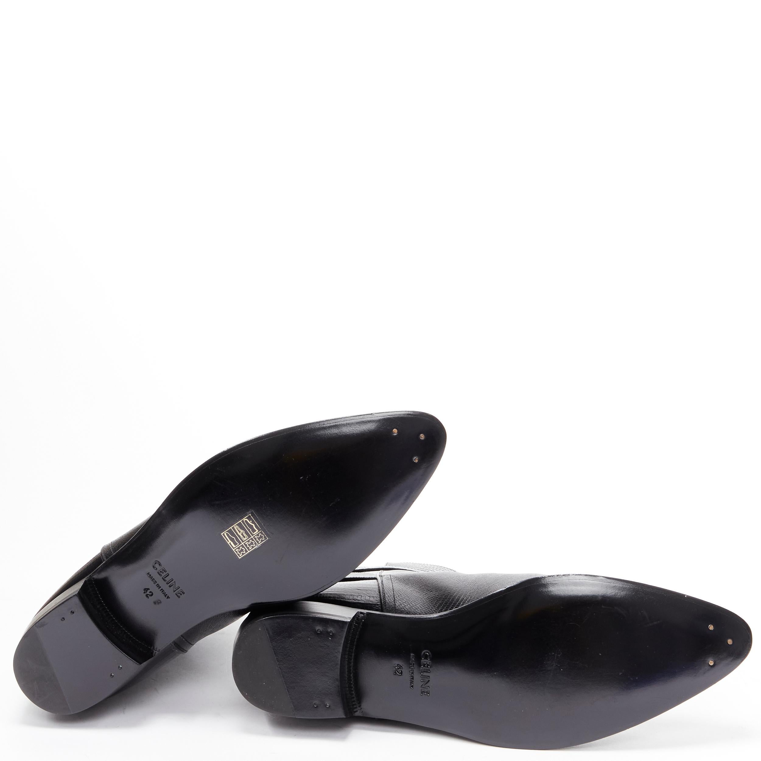 new CELINE Hedi Slimane Jacno Black Tejus stamped leather ankle strap boot EU42 5