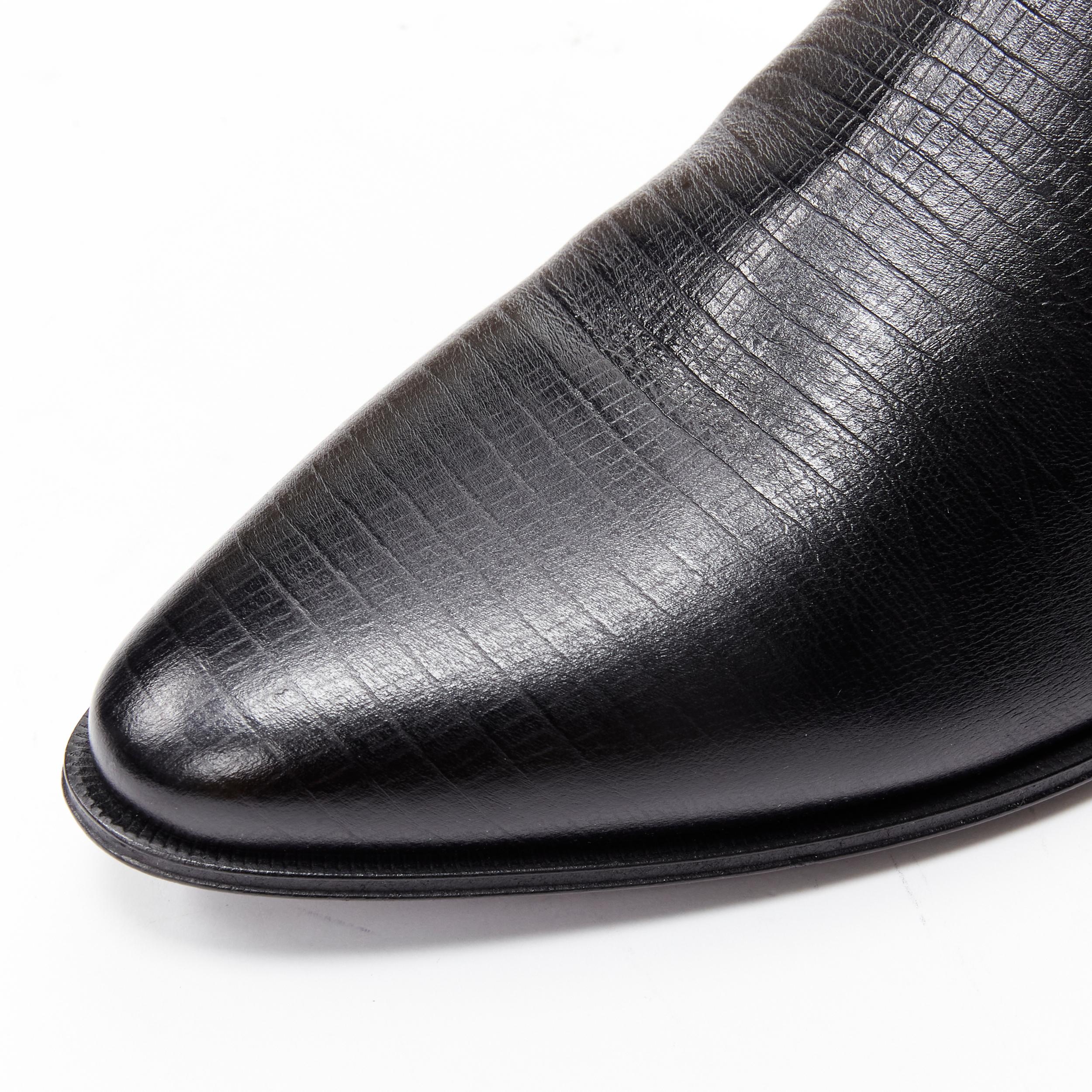 Men's new CELINE Hedi Slimane Jacno Black Tejus stamped leather ankle strap boot EU42